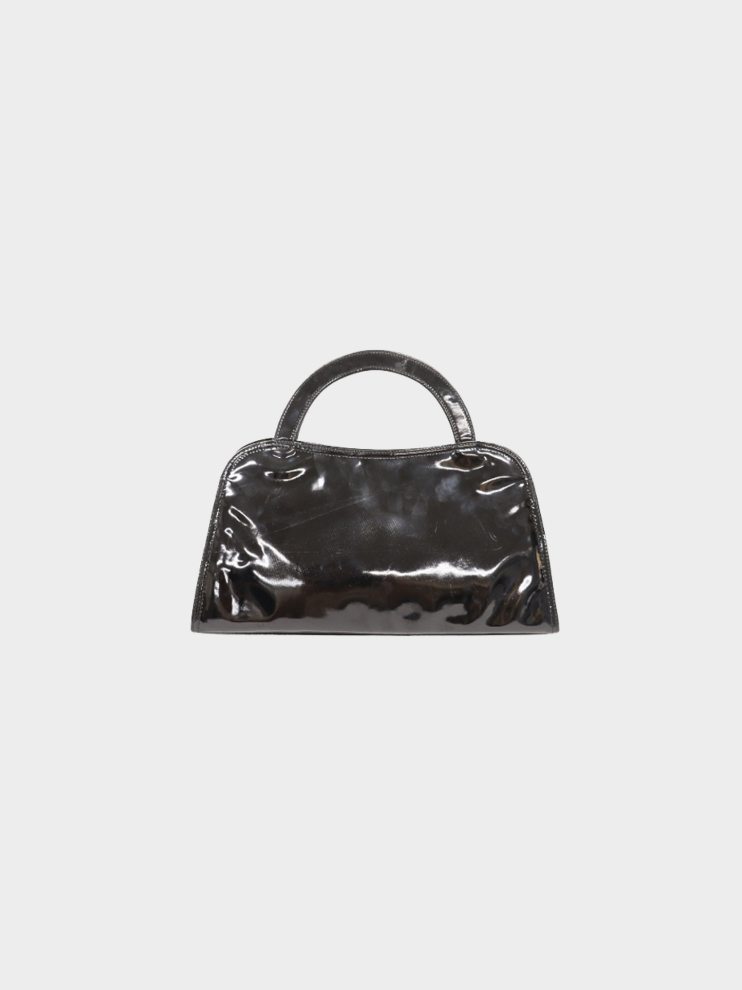Fendi 2000s Black Patent Leather Logo Handbag