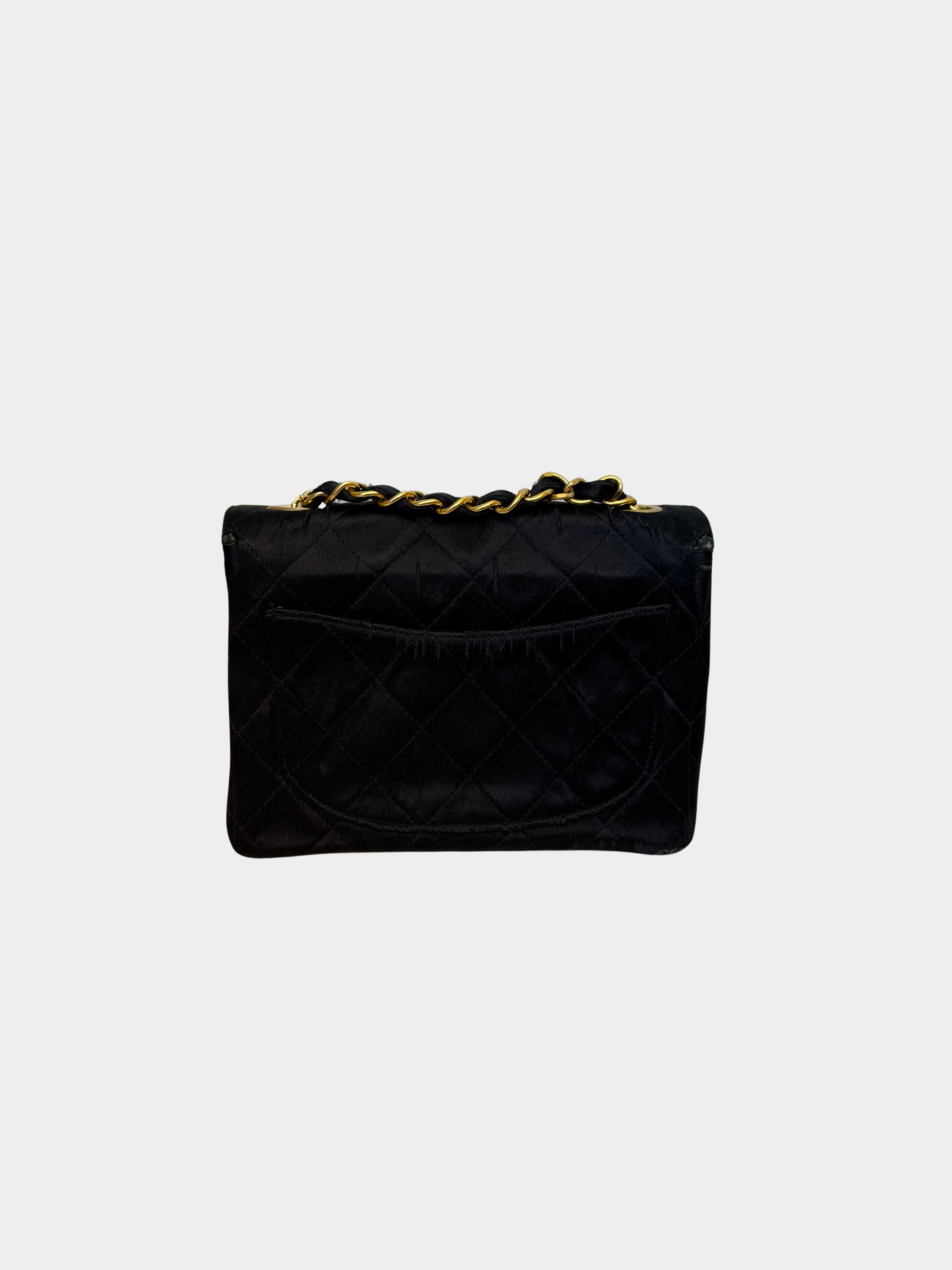 Chanel 1990s Black Satin Mini Classic Flap Bag