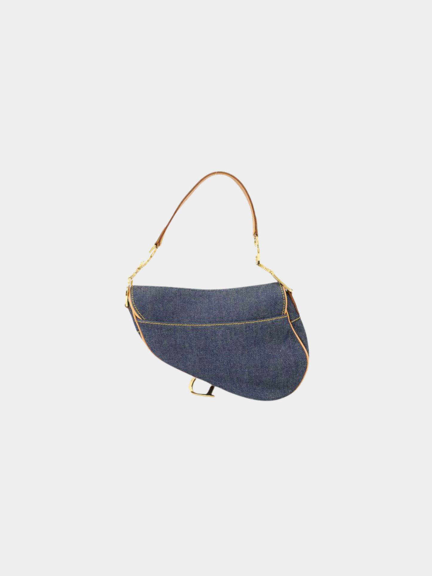 Christian Dior 2000s Navy Beige Denim Saddle Bag