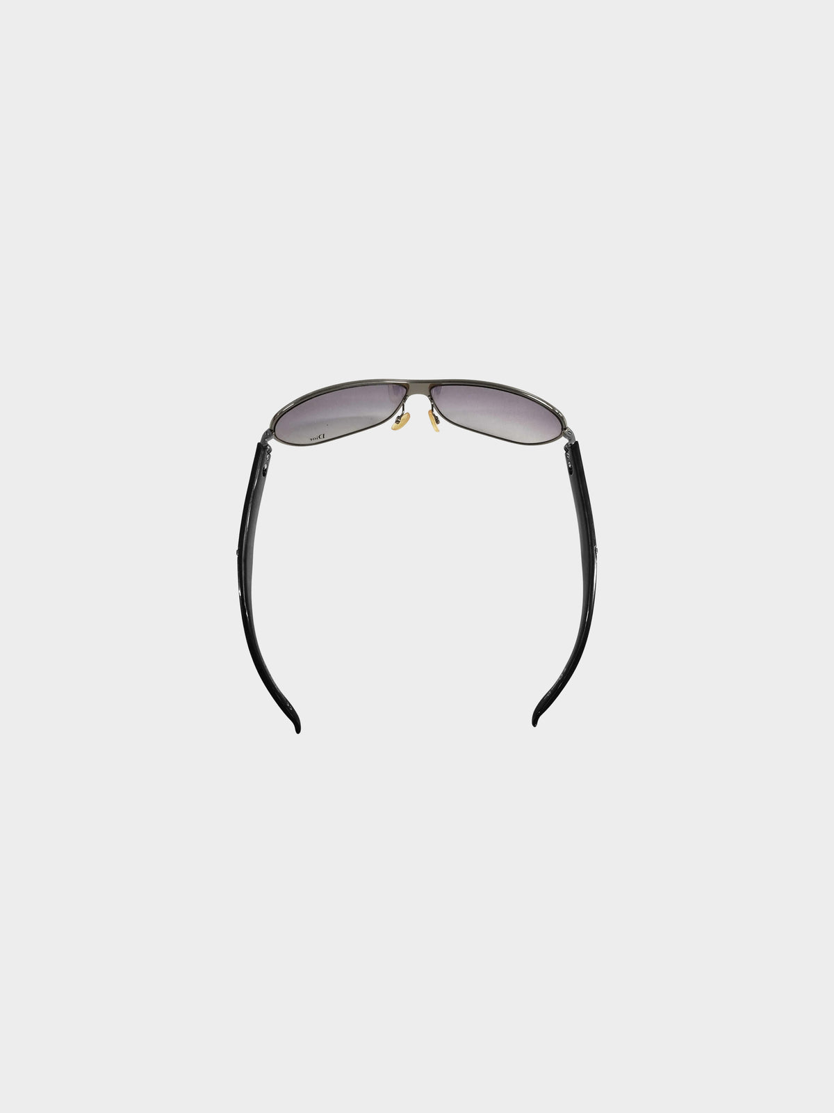 Christian Dior 2000s Black Gradient Logo 1/F Aviator Sunglasses