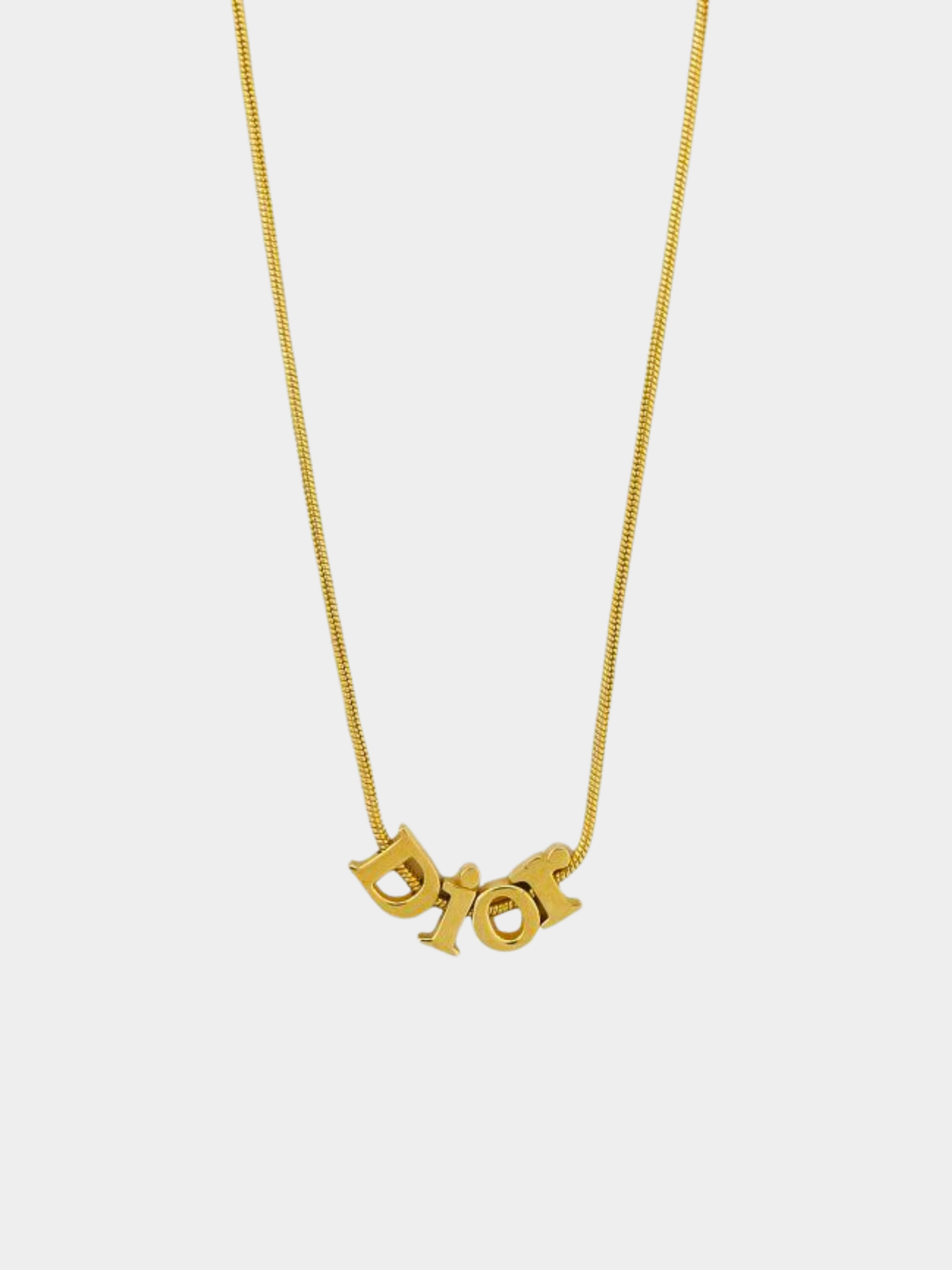 Christian Dior 2000s Gold Plated Logo Necklace