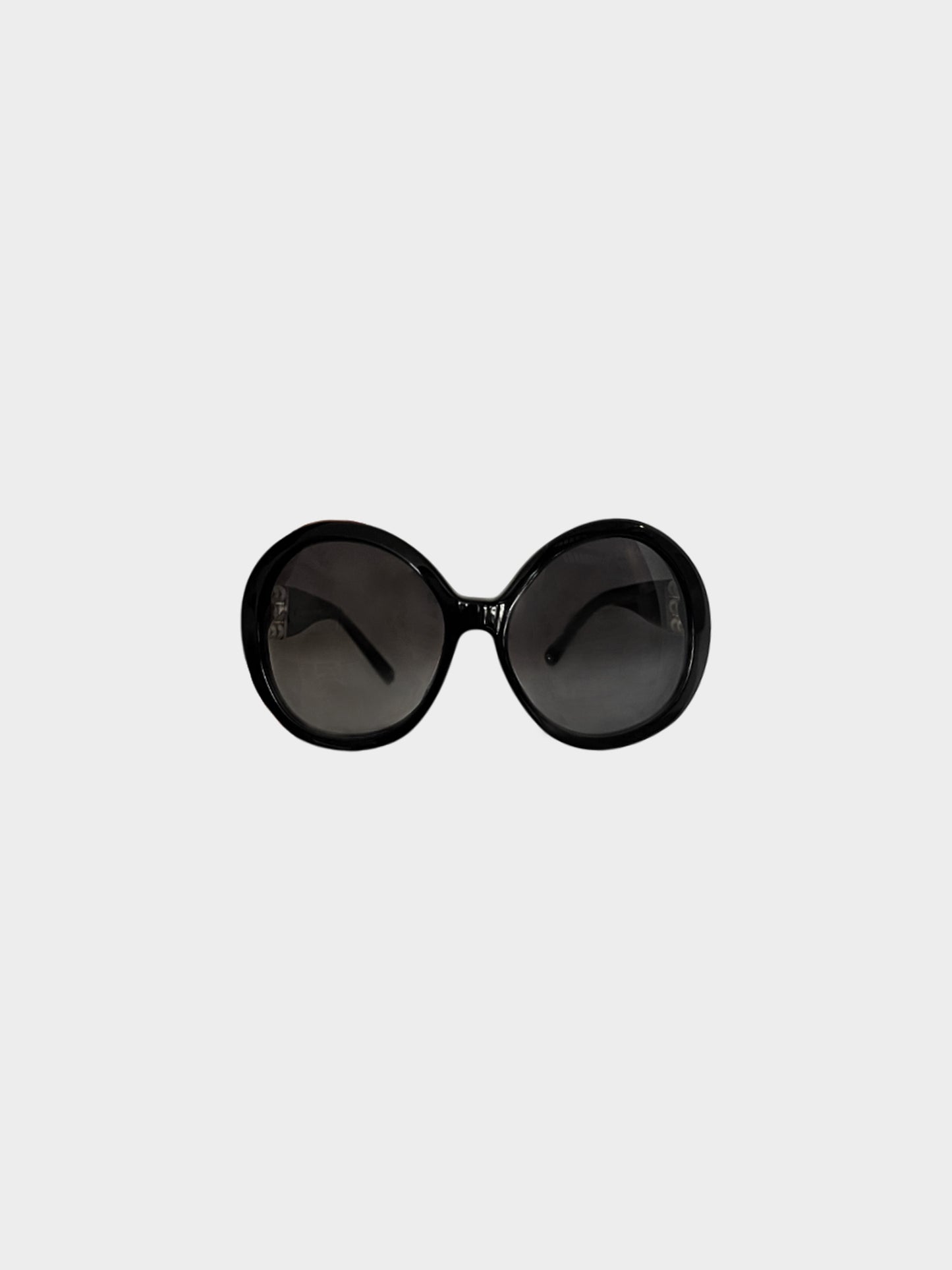 Chanel 2012 Black Round Sunglasses with Pearl Details