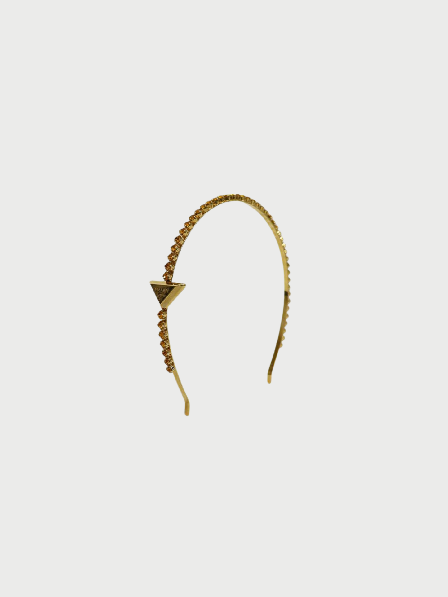 Prada 2020s Gold Plated Metal Rhinestone Headband