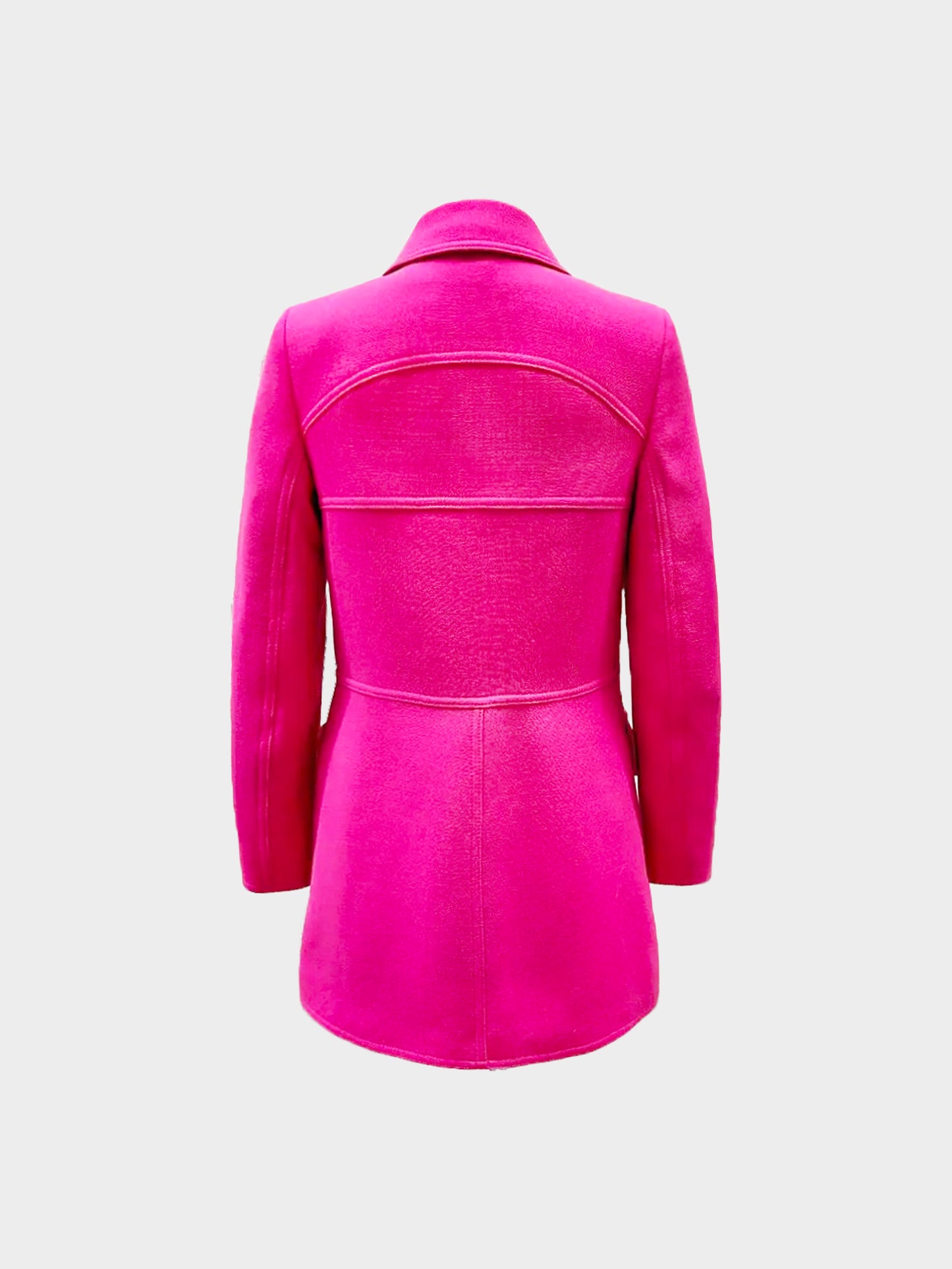 Prada 2014 Hot Pink Wool Coat with Gold Buttons
