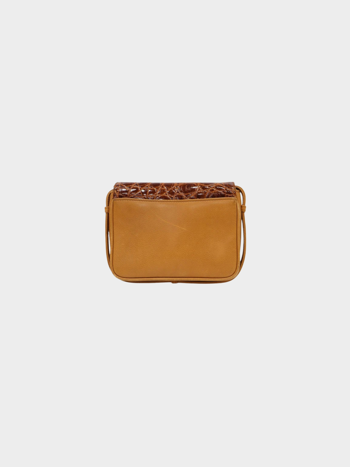 Loewe 2000s Brown Croc-Embossed Leather Anagram Shoulder Bag