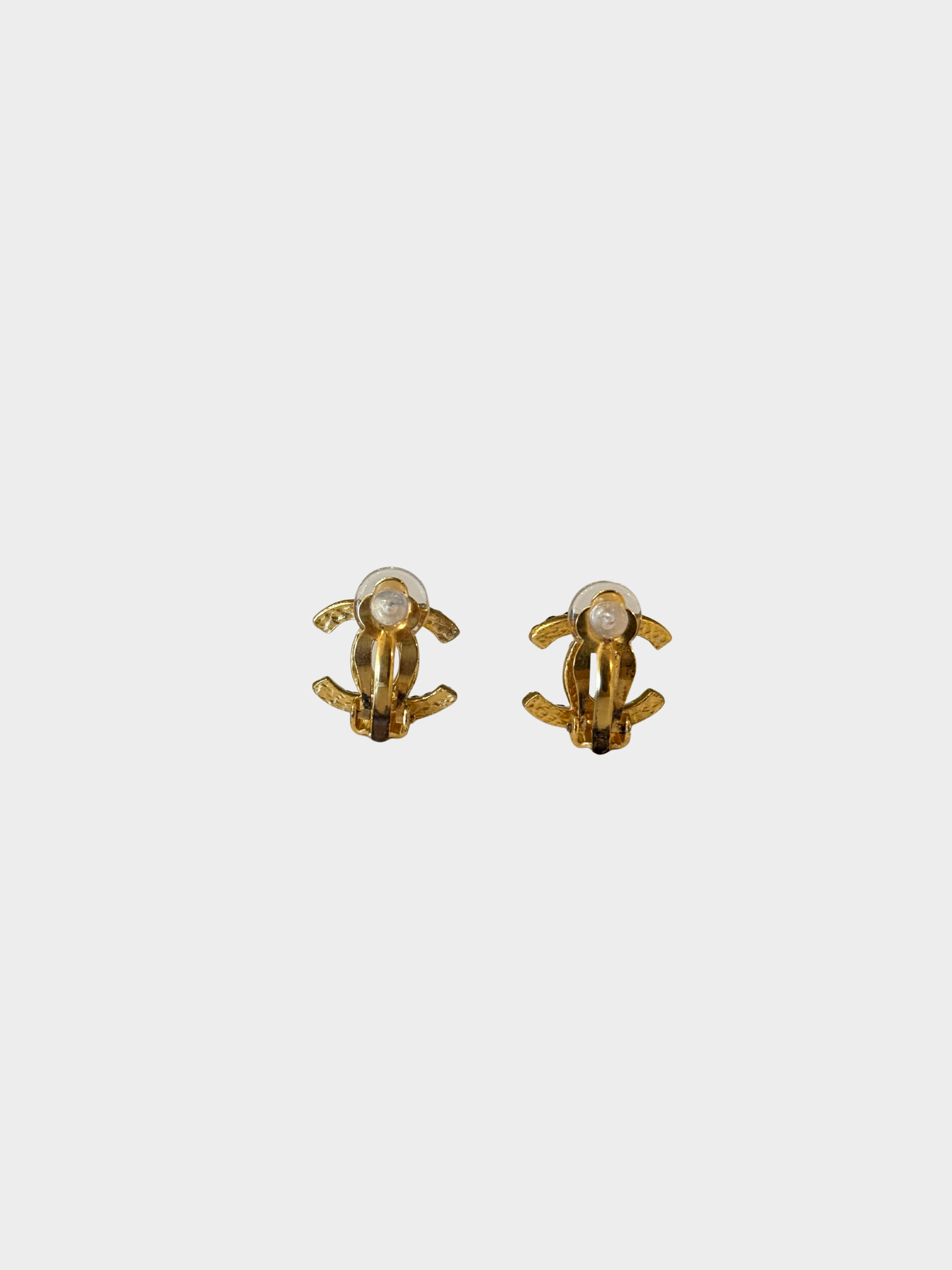 Chanel 2020s Gold Black Crystal Bicolor Strass CC Stud Earrings