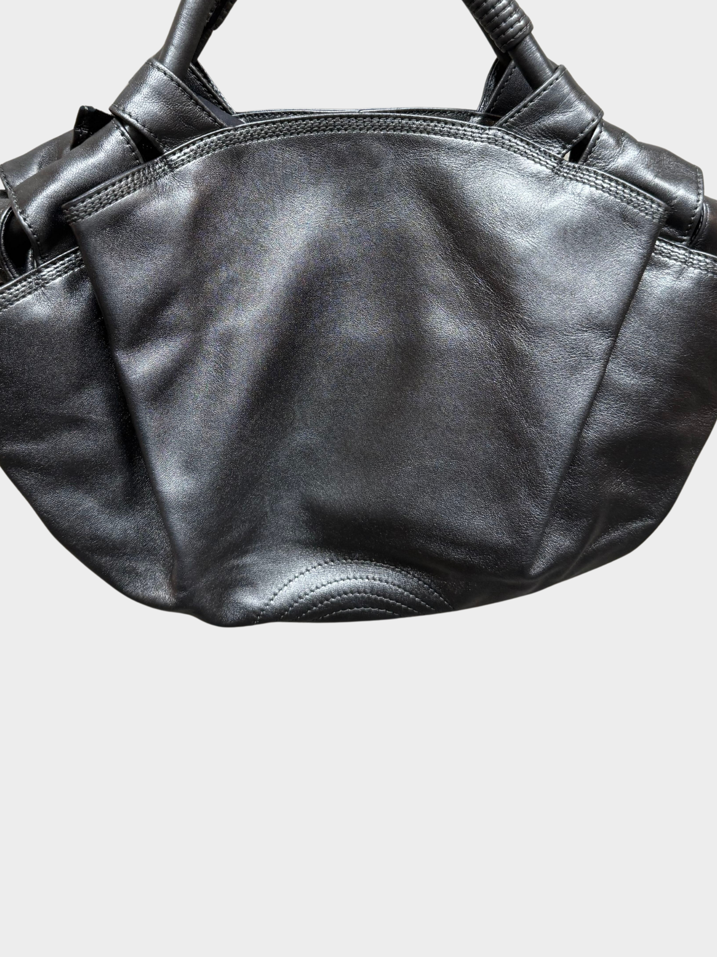 Loewe 2000s Metallic Pewter Nappa Leather Aire Bag