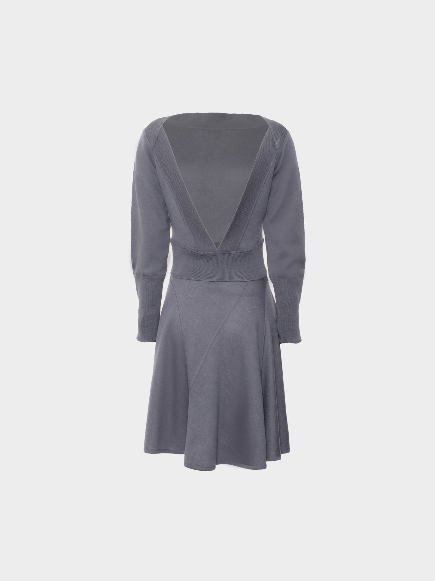 Azzedine Alaïa 1990s Grey Jersey Wool Long Sleeved Dress