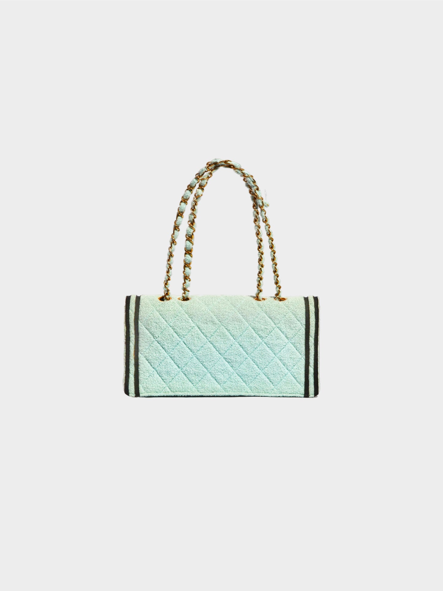 Chanel FW 1994-1995 Rare Pale Turquoise Terry Cloth Flap Bag