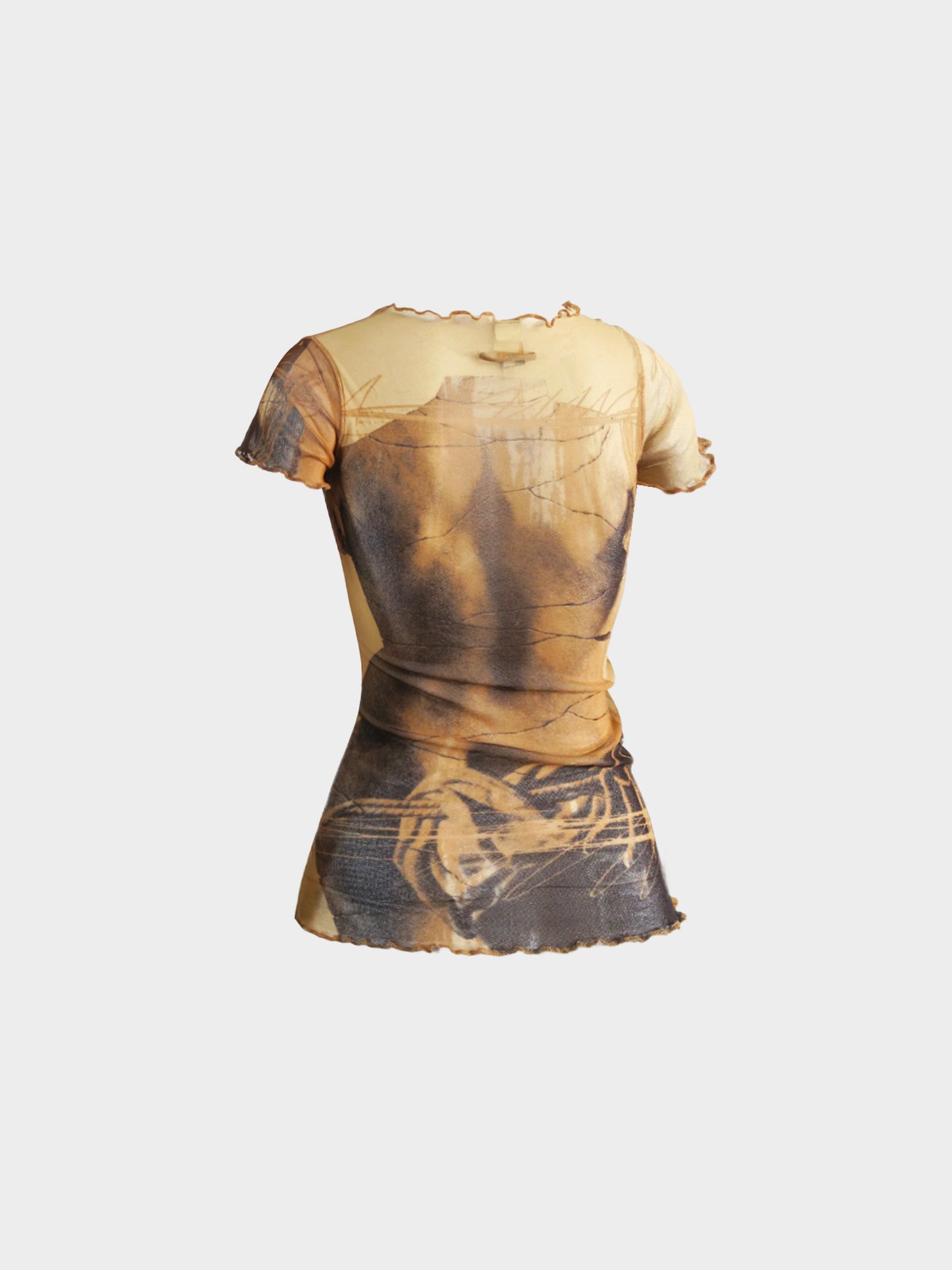 Jean Paul Gaultier SS 1999 Brown Venus de Milo Short Sleeve Mesh Top