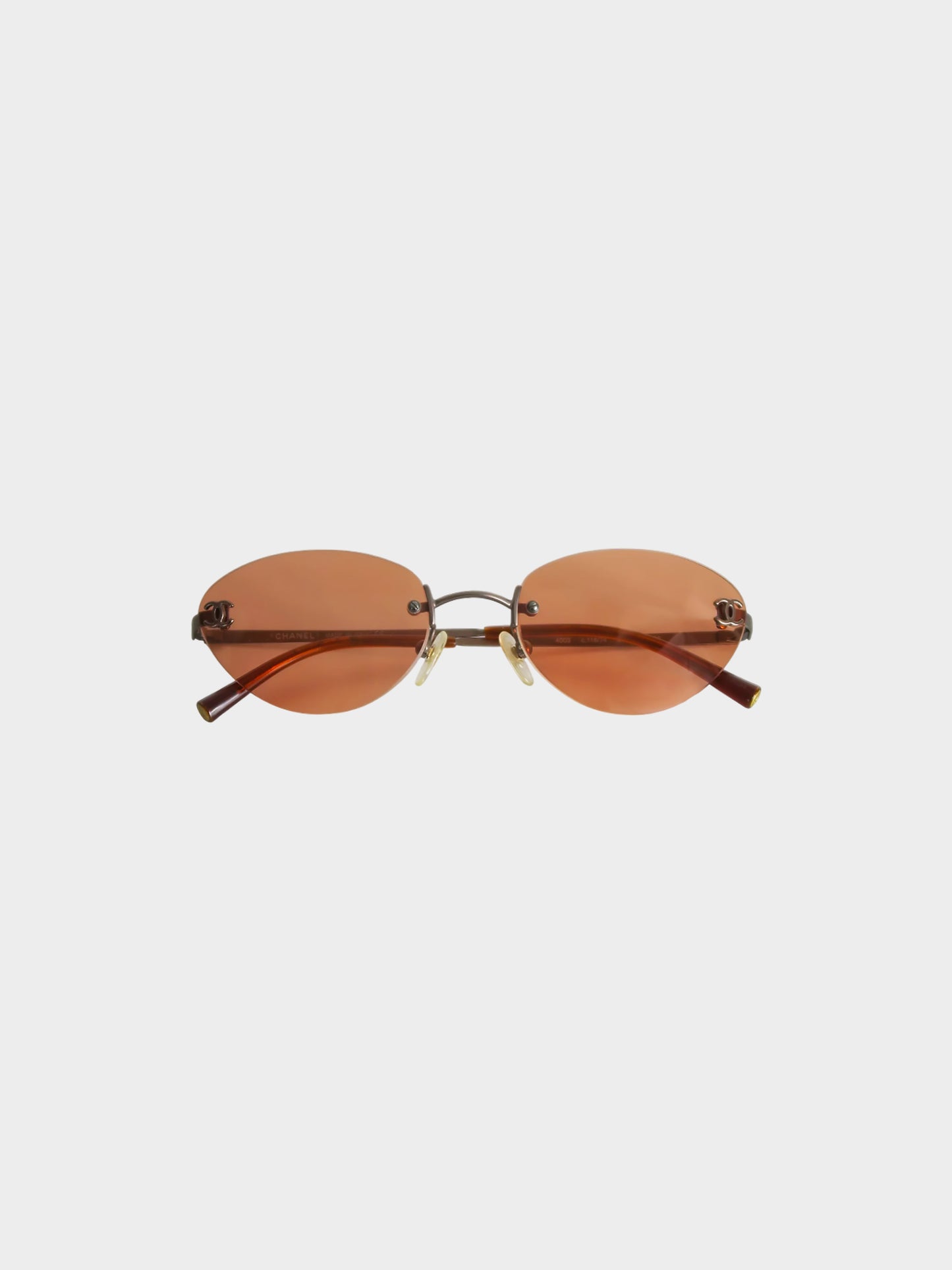 Chanel 2000s Orange Tinted Rimless CC Sunglasses