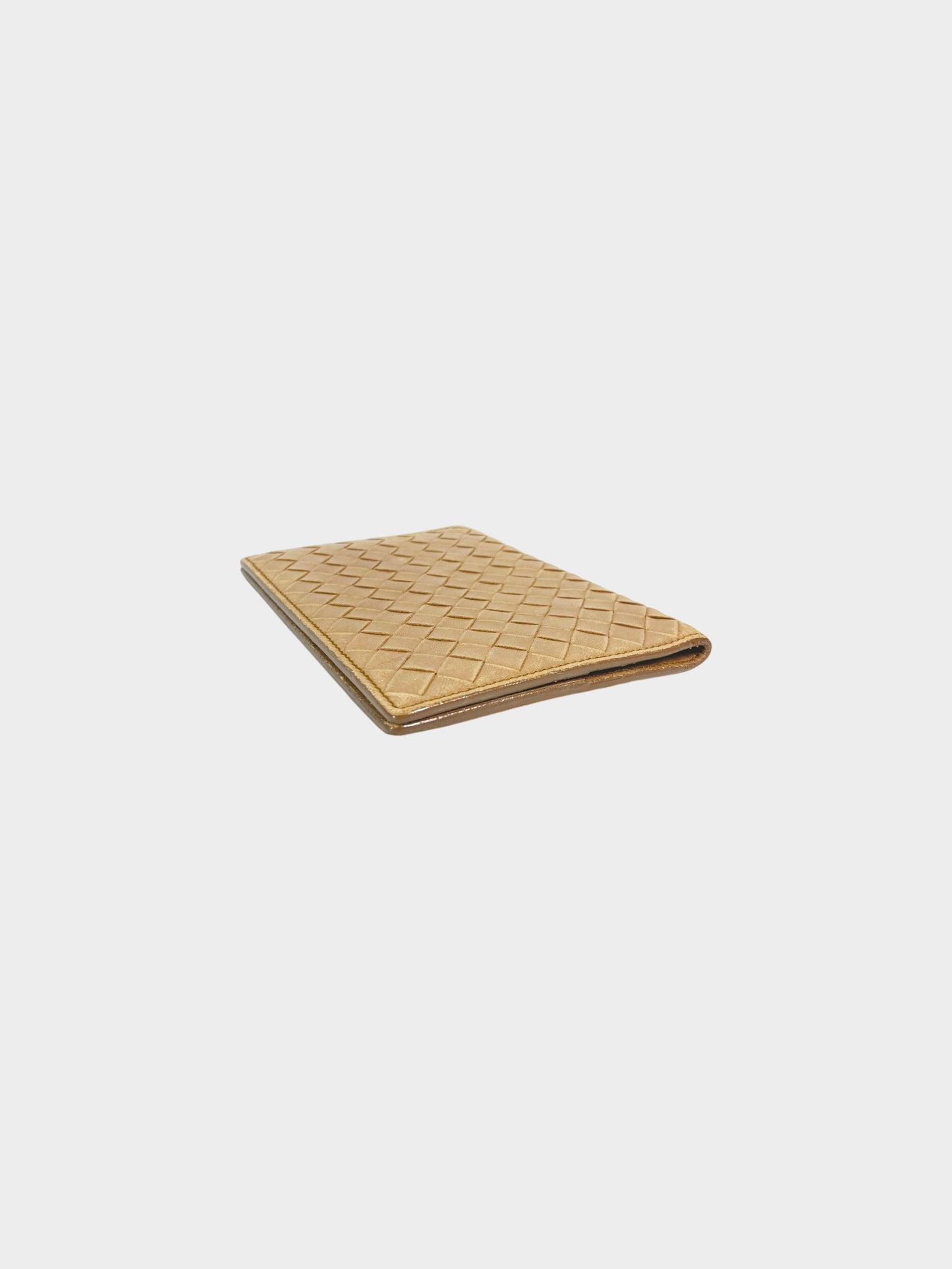 Bottega Veneta 2000s Beige Intrecciato Leather Passport Case