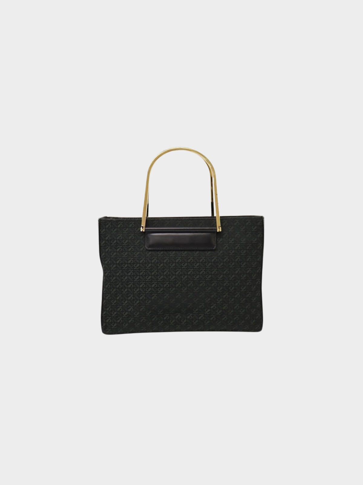 Loewe 2000s Black Green Anagram Canvas Handbag