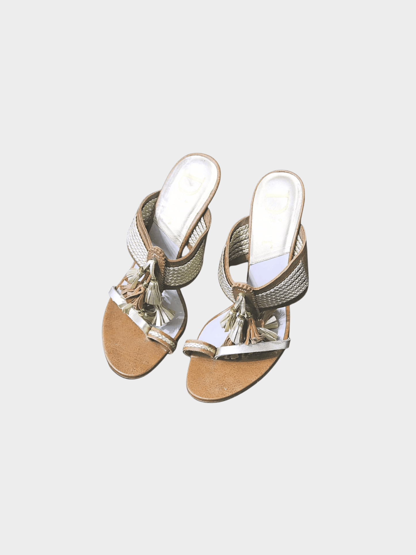 Christian Dior 2000s Brown Tassel-Accented Slide Sandals