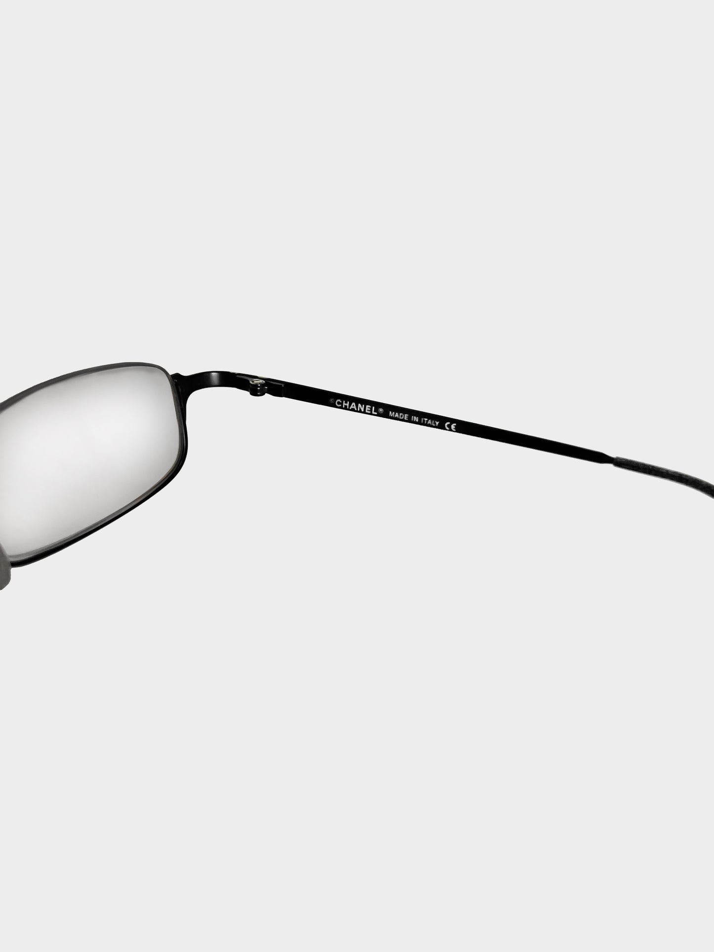 Chanel 1990s Black Bottom Rim Narrow Vintage Glasses