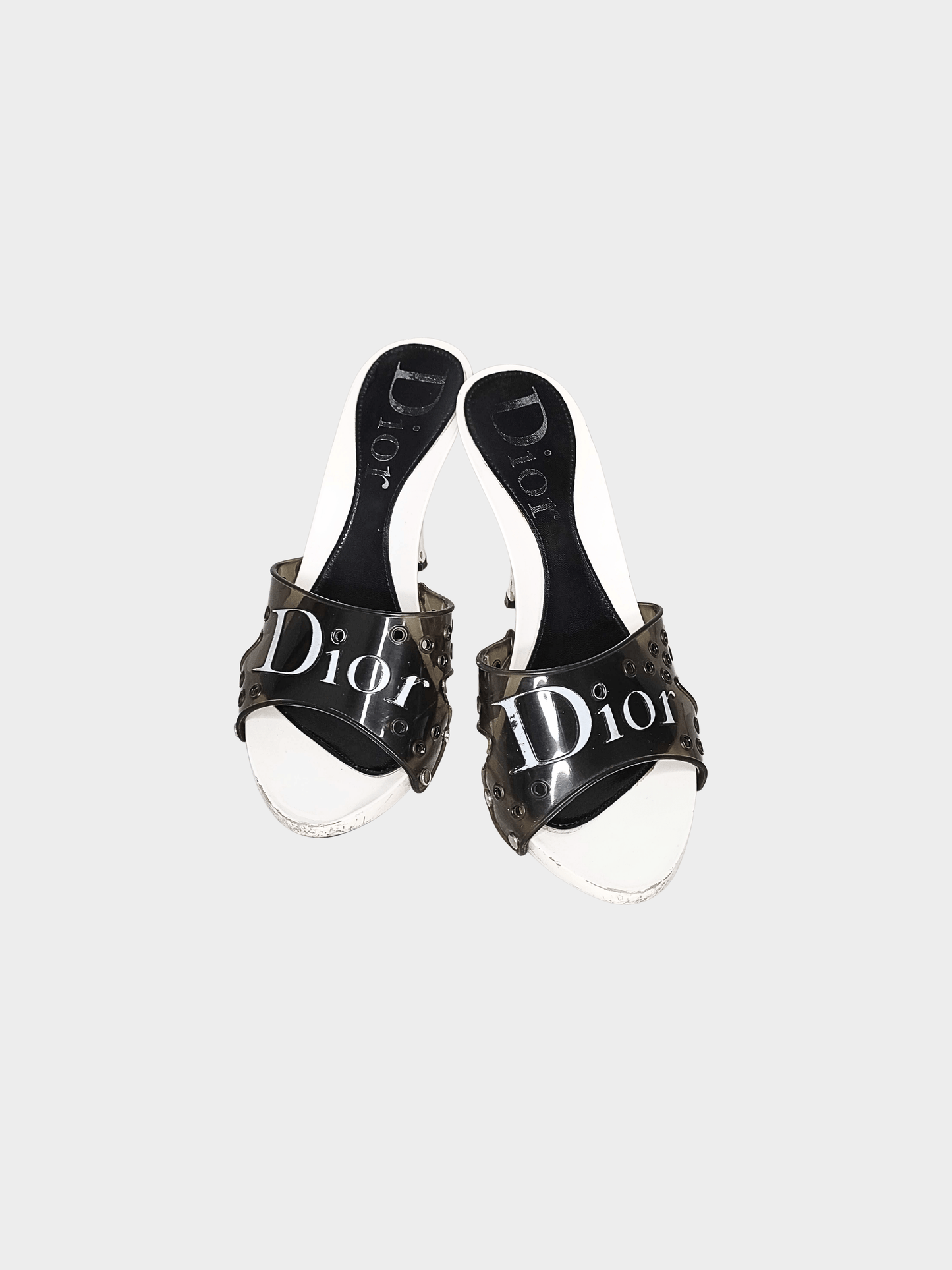 Christian Dior by John Galliano Early 2000s Black and White Jelly Heels