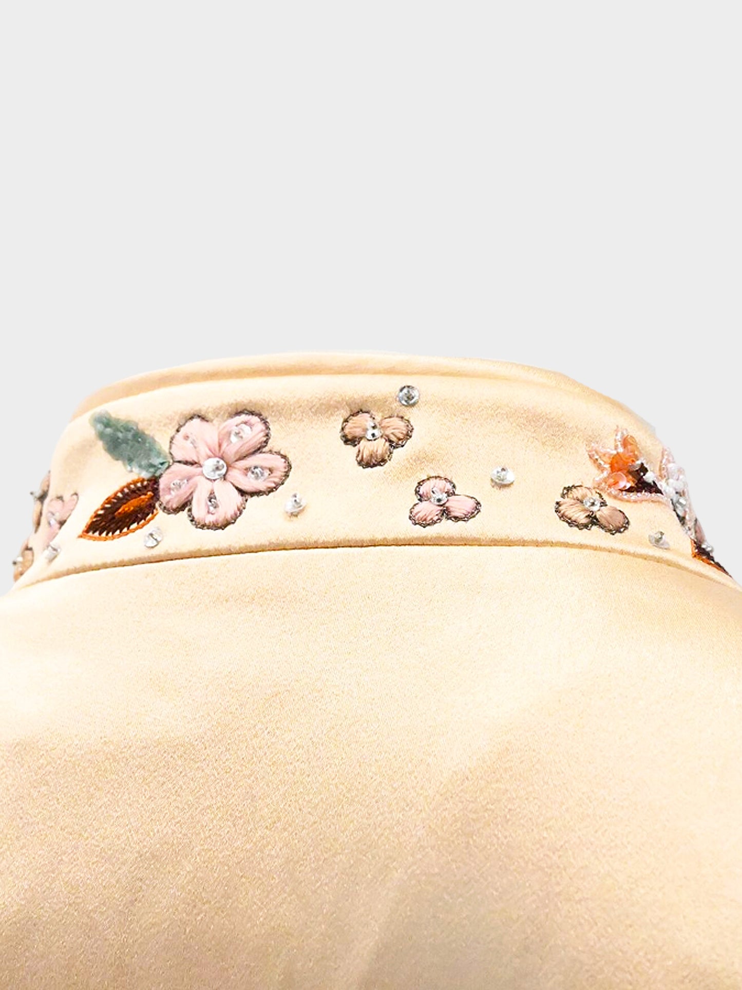 John Galliano SS 2006 Champagne Beige Floral Embroidered Satin Jacket