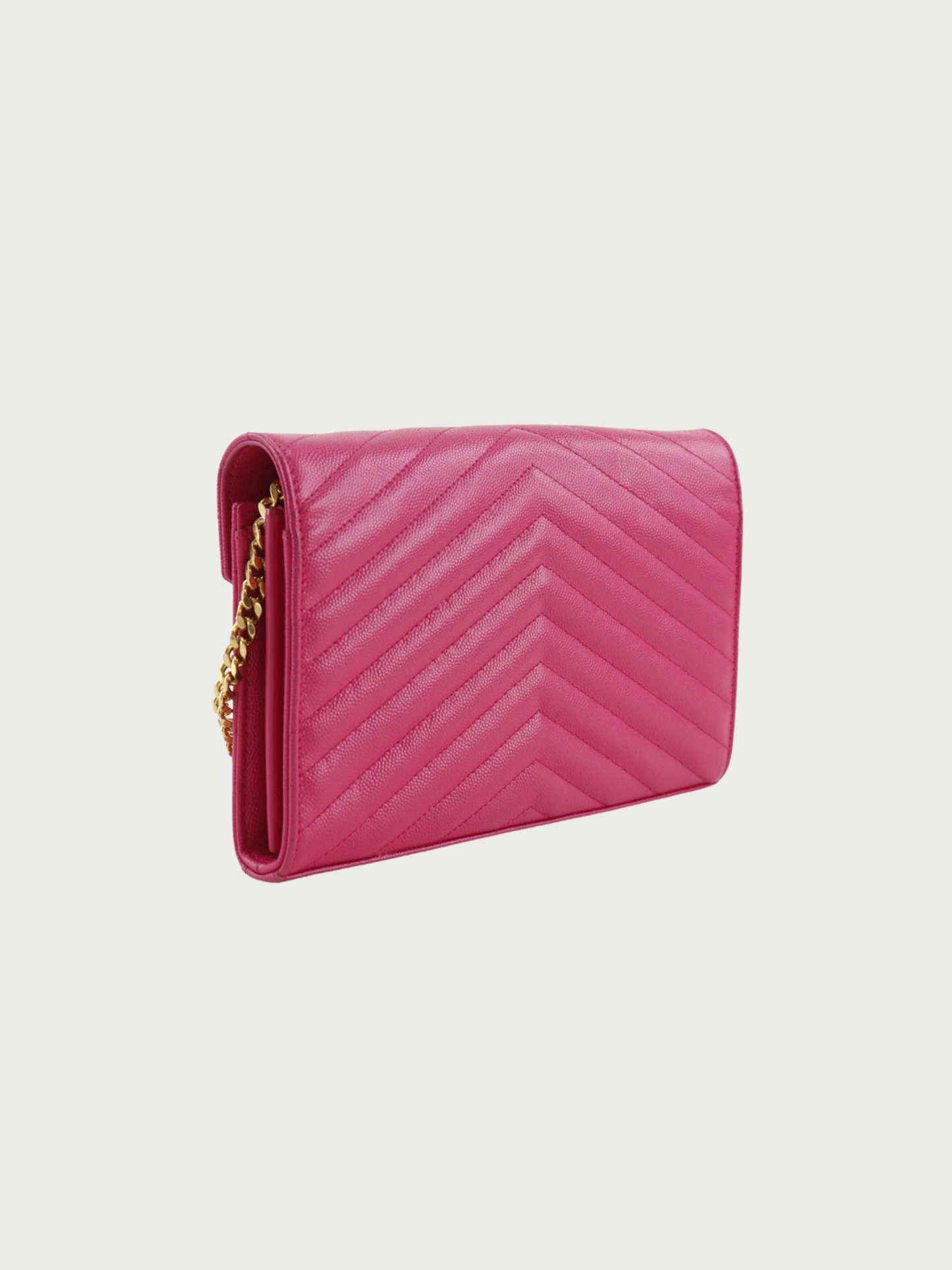 Yves Saint Laurent 2010s Pink Quilted Leather Chain Wallet