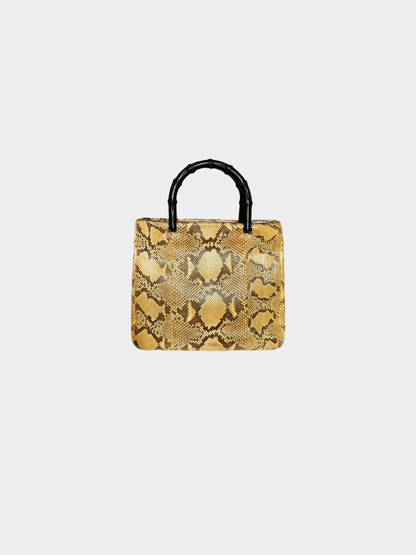 Gucci 2000s Python Leather Bamboo Top Handle Bag