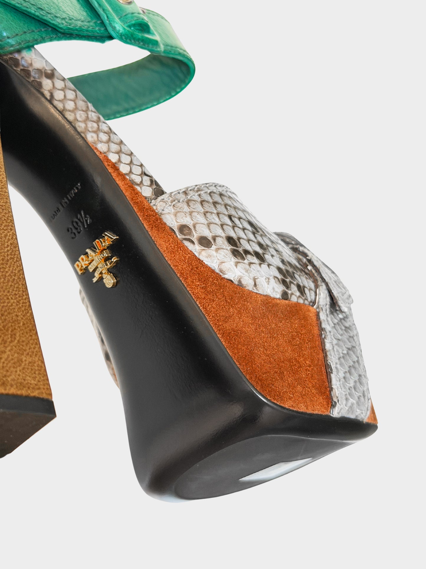 Prada FW 2011 Colorblock Python Leather Mary Jane Platform Heels