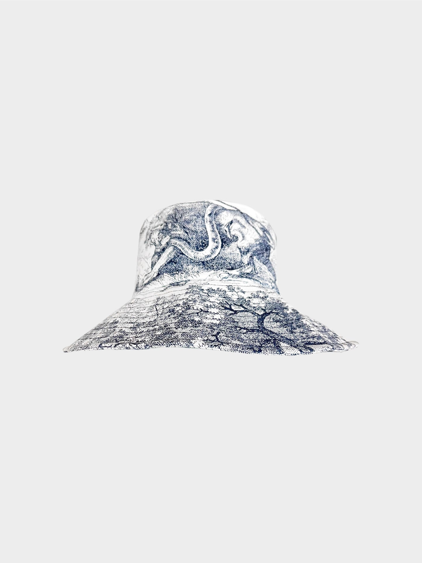 Christian Dior 2010s Navy Dioriviera Toile De Jouy Large Brimmed Hat