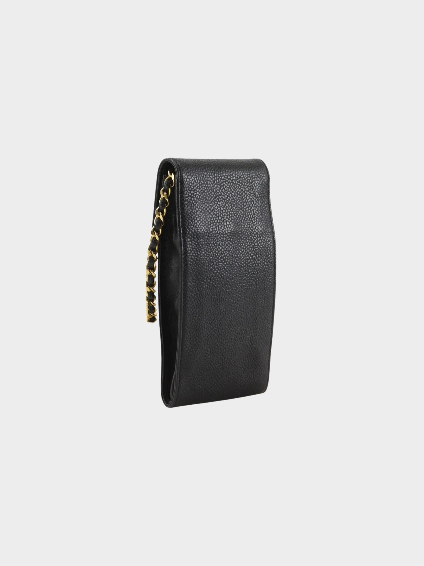 Chanel 2000s Black Caviar Leather Chain Pochette Shoulder Bag