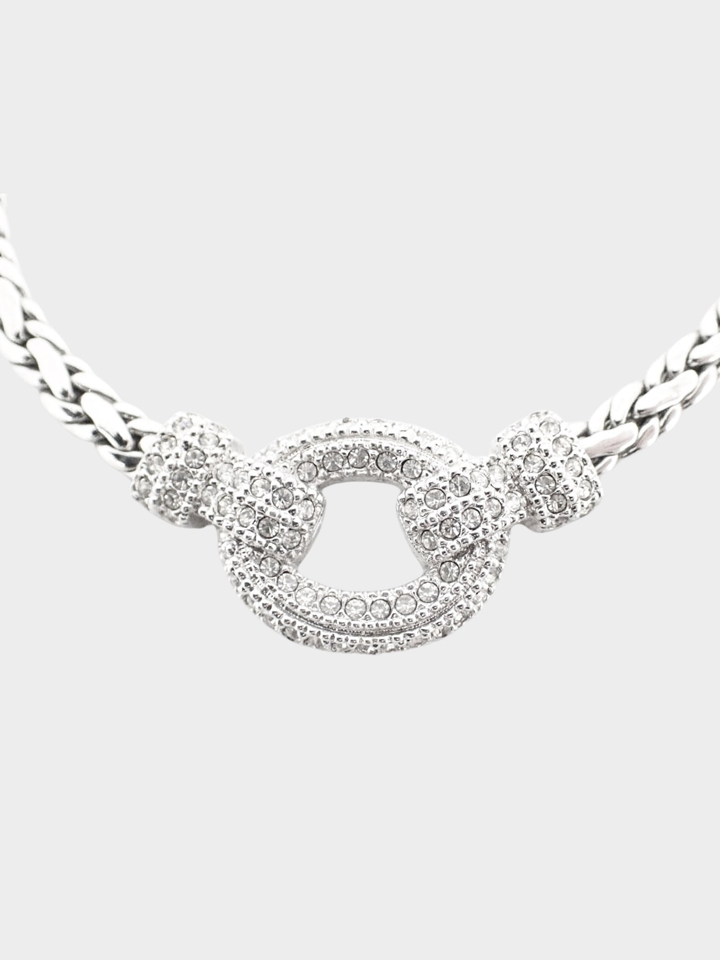Christian Dior by John Galliano 1990s Silver Crystal Knot Choker Necklace