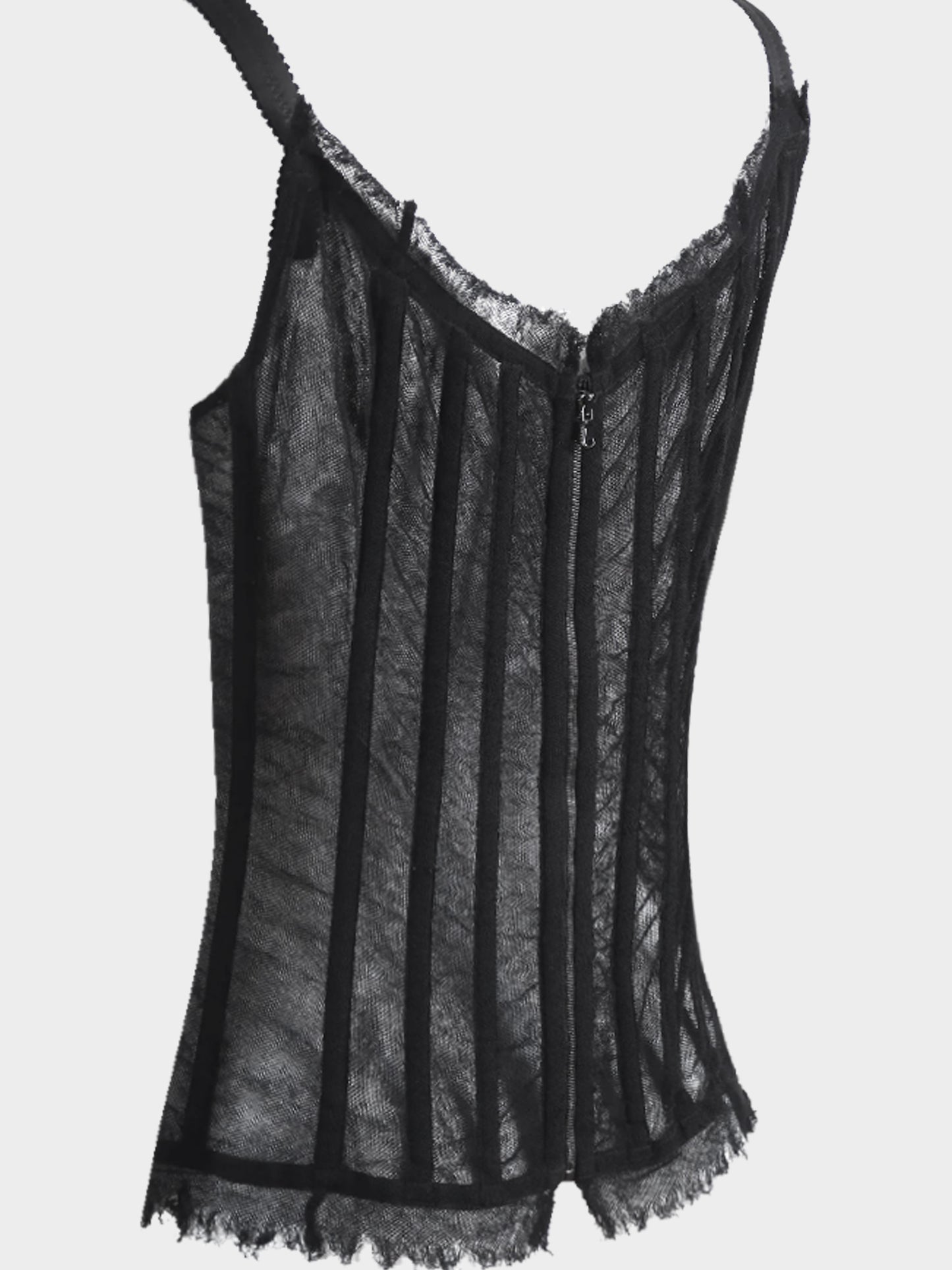 Dolce and Gabbana 2010s Black Sheer Mesh Corset Top