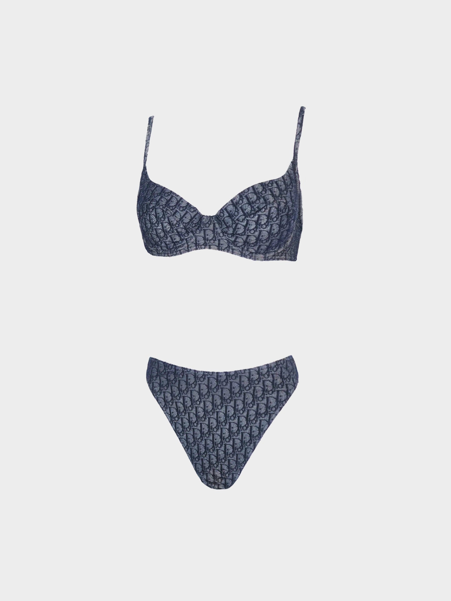 Christian Dior 2004 Navy Monogram Two-Piece Lingerie Set