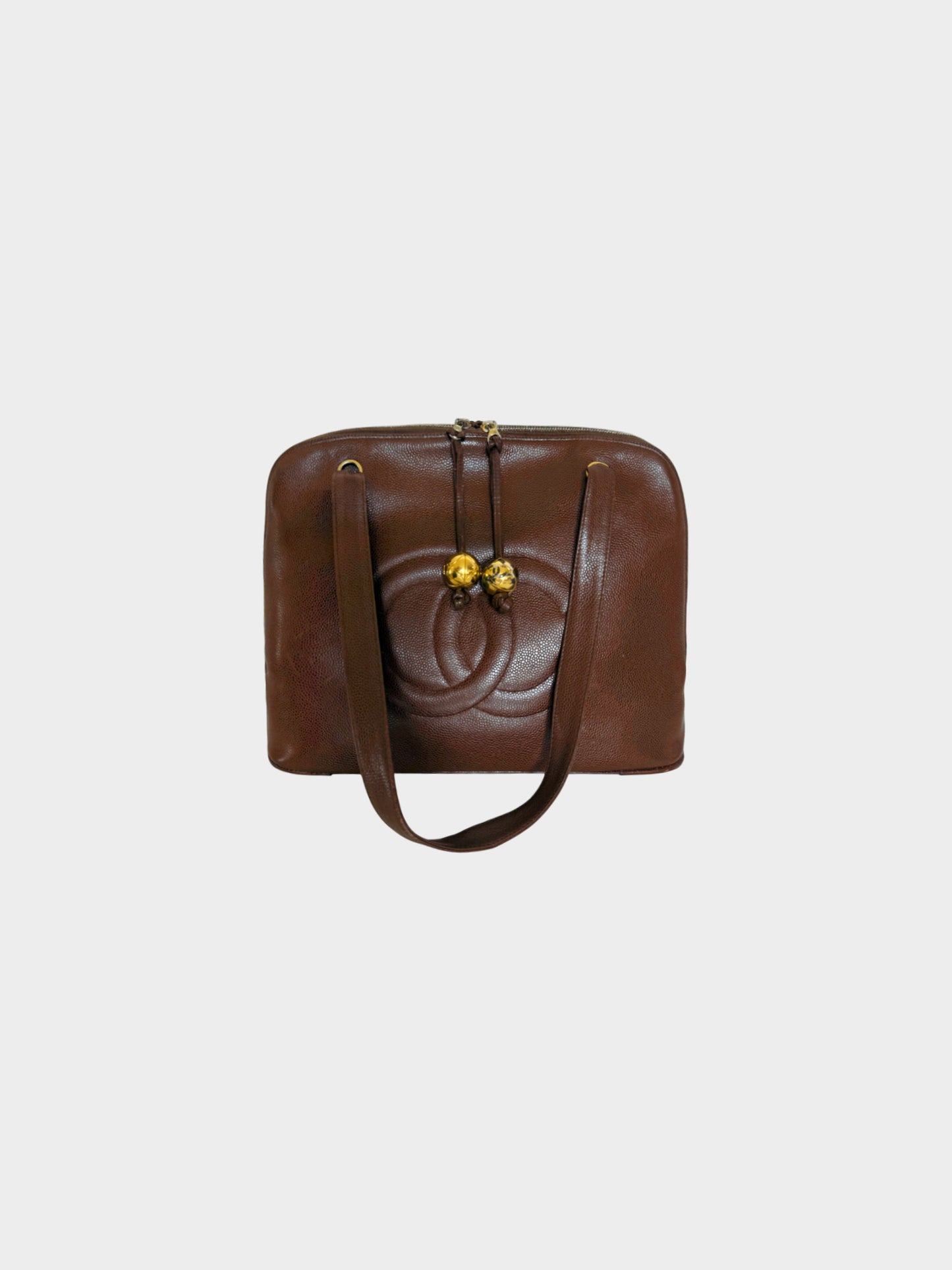 Chanel 1991-1994 Brown Caviar Skin Shoulder Bag