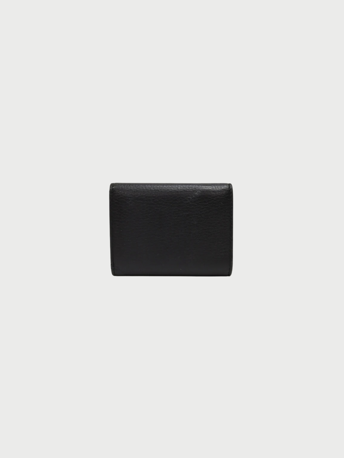 Prada 2020s Black Grain Leather Compact Wallet