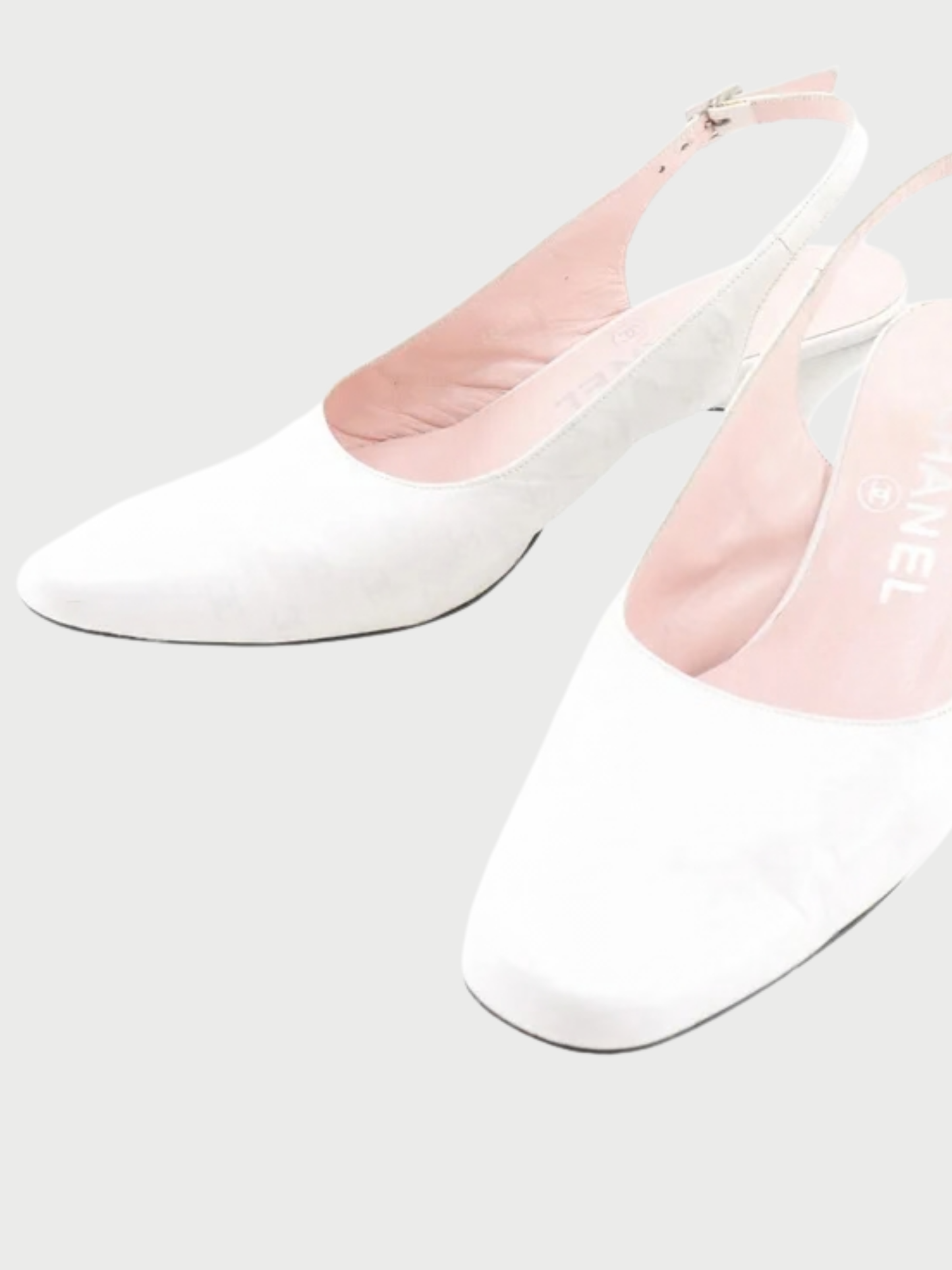 Chanel 1990s White Leather CC Backstrap Pumps