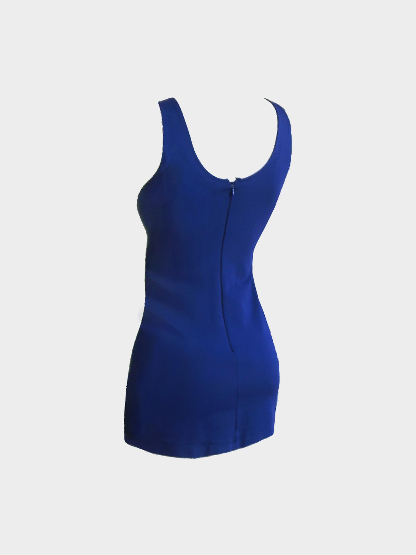 Versace 2010s Blue Metallic Lion Head Mini Dress