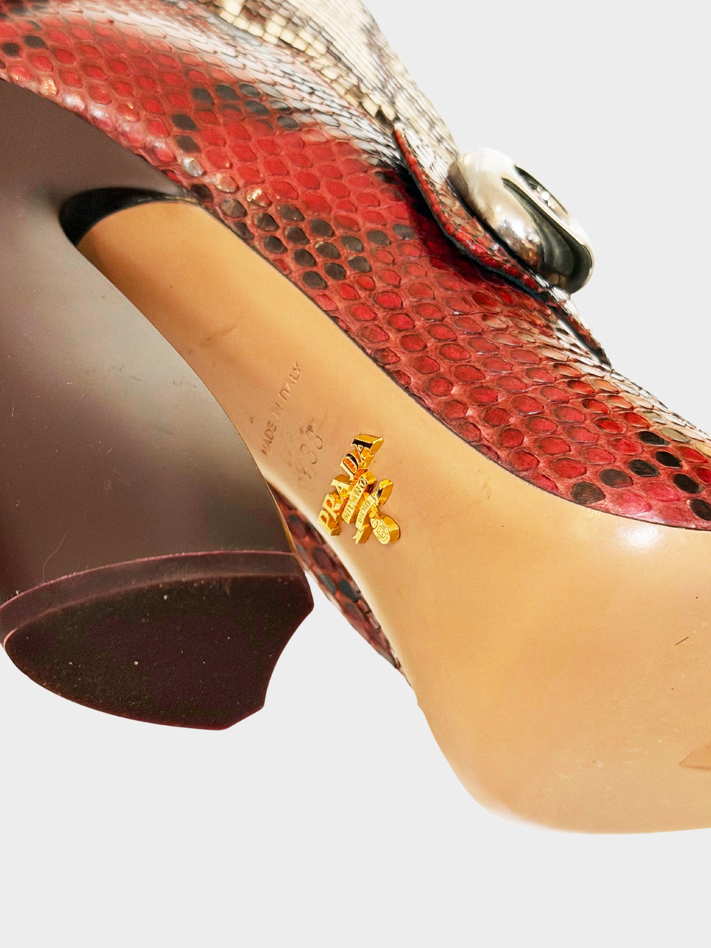 Prada FW 2011 Runway Red and Beige Python Leather Long Boots