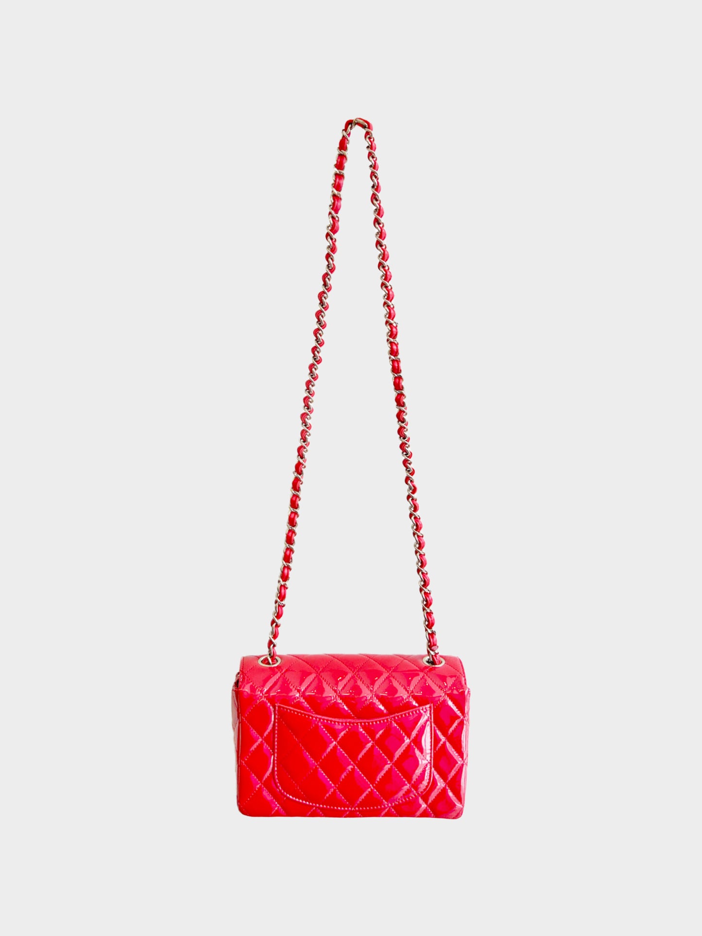 Chanel 2019 Red Patent Leather Classic Mini Flap Bag