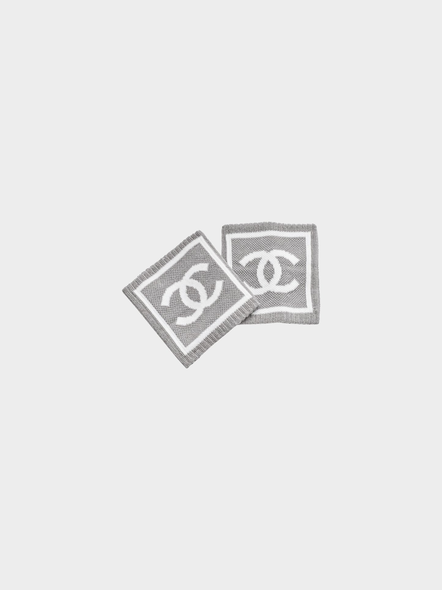 Chanel Sports Early 2000s Grey Cotton Antiperspirant Wristbands