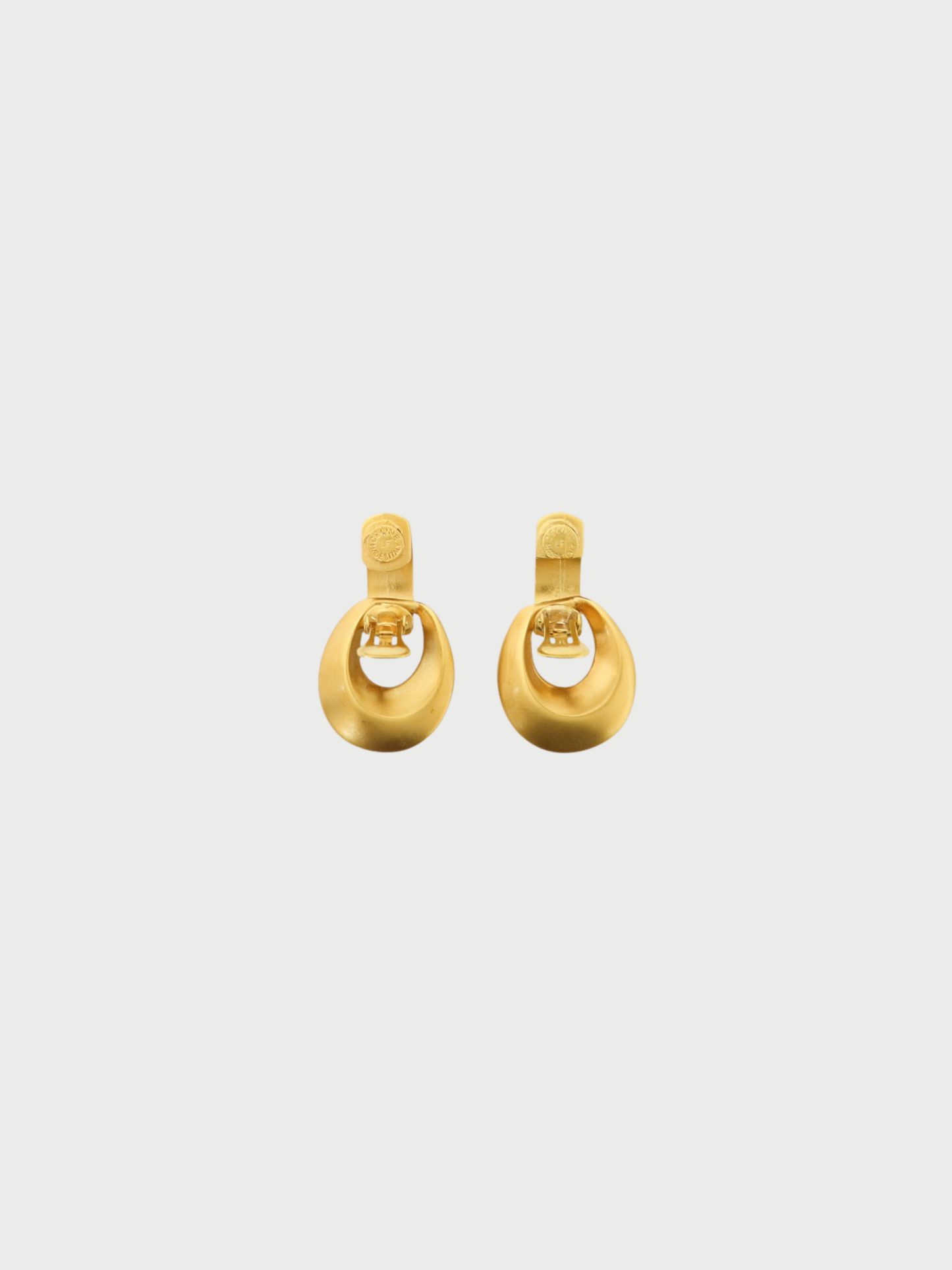 Celine 2000s Gold Plated Metal Logo Earrings