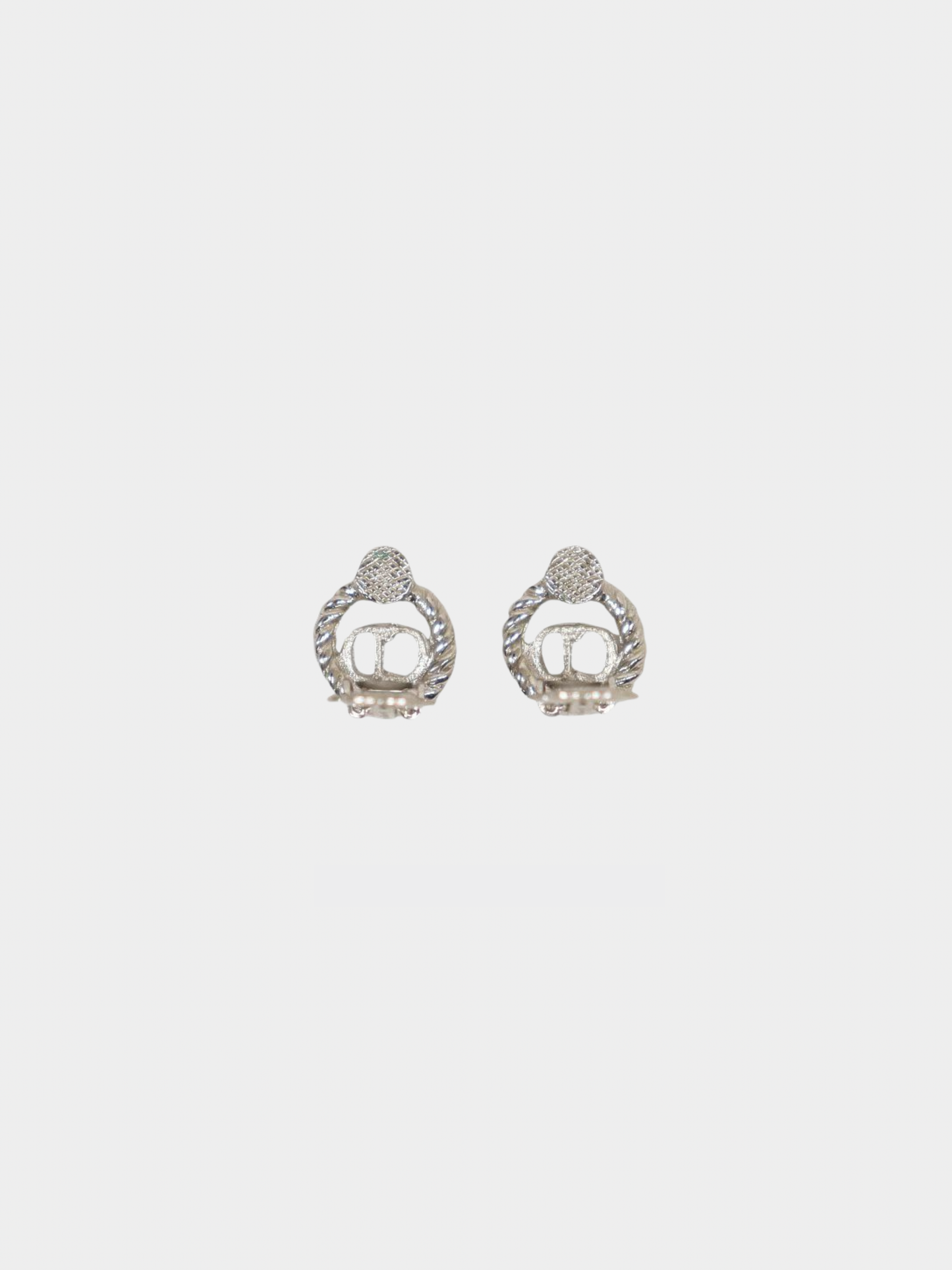 Christian Dior 2000s Silver CD Twist Round Earrings