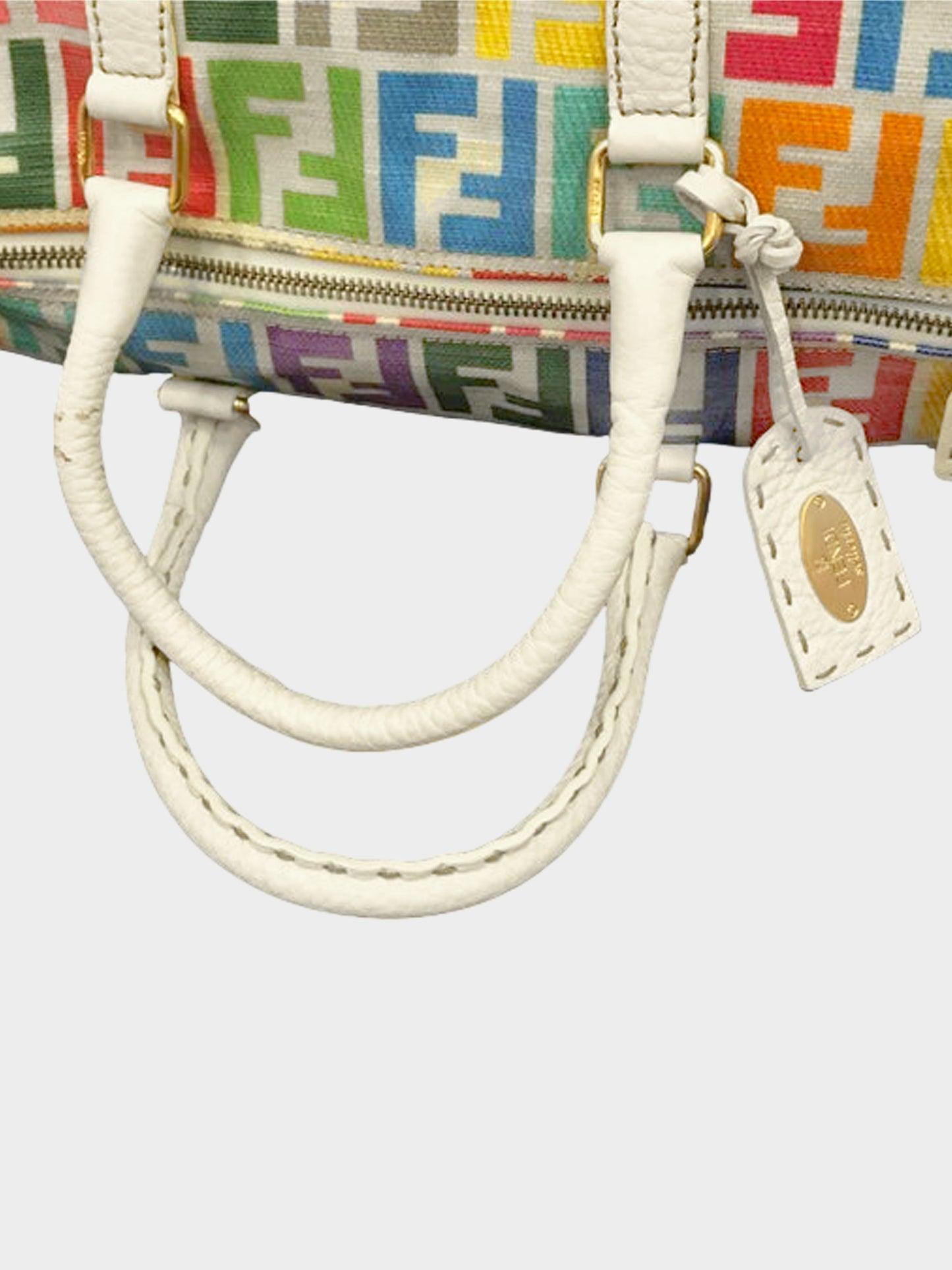 Fendi Selleria 2000s Rainbow Zucca Boston Bag