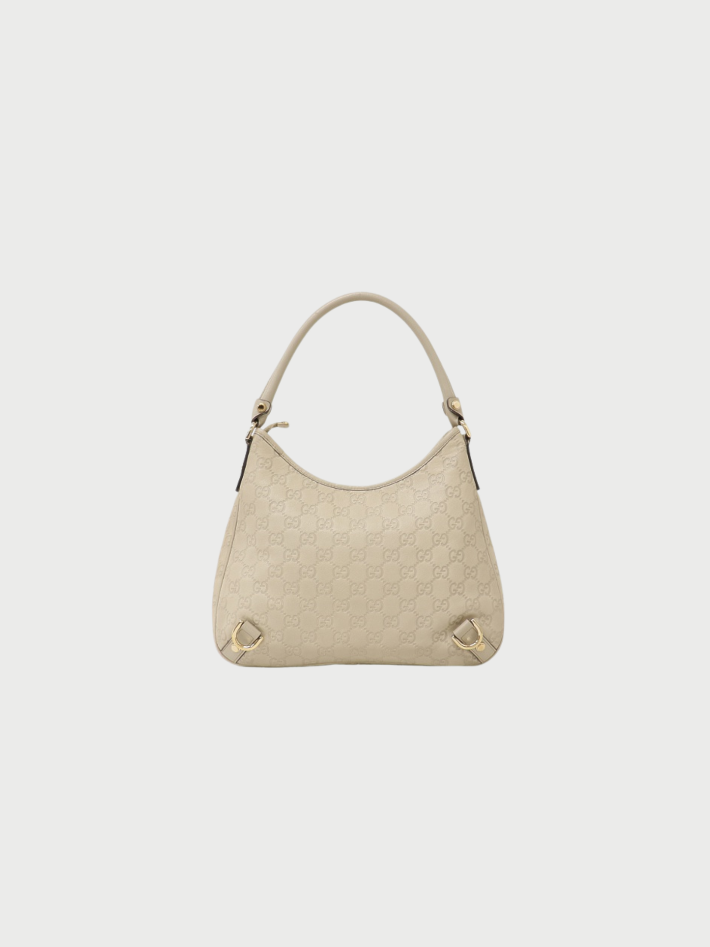Gucci 2000s White Leather Abbey GG One-Shoulder Bag