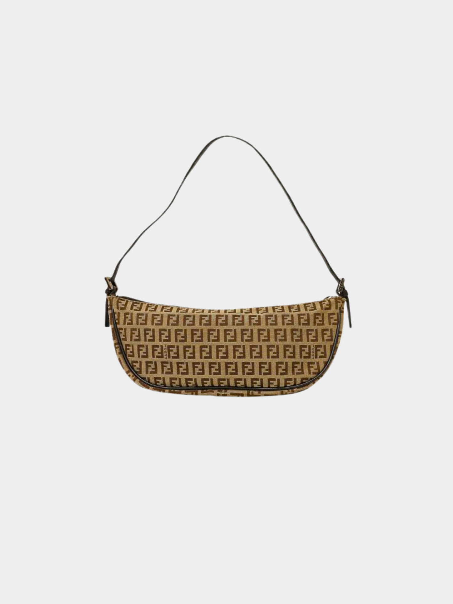 Fendi 1990s Brown Monogram Zucchino Boat Bag