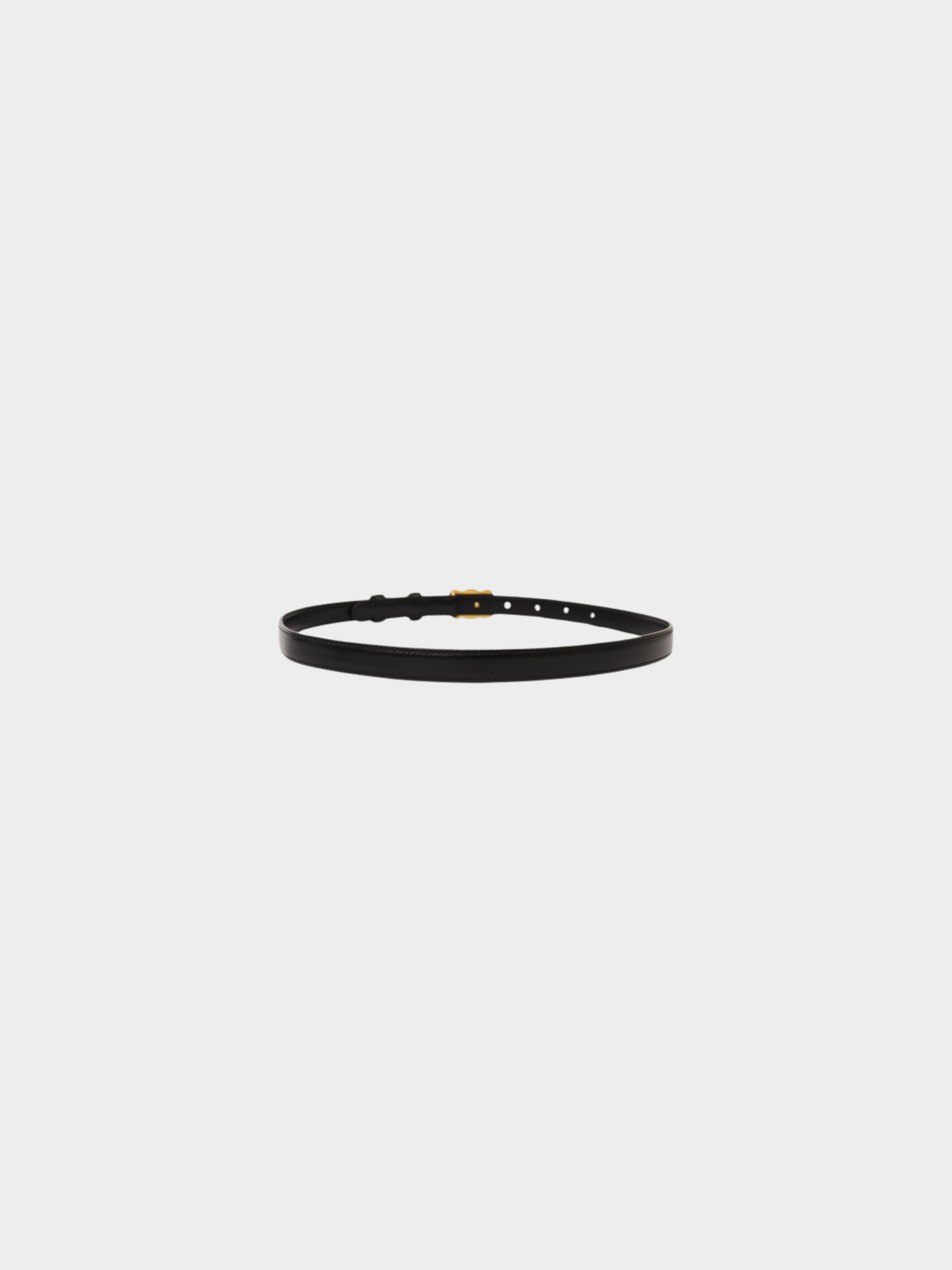 Celine 2020s Black Leather Gold Triomphe Belt