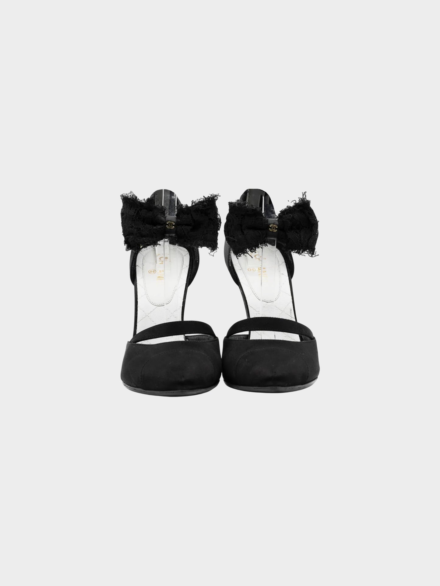 Chanel by Karl Lagerfeld 2020 Black Satin Bow Pumps