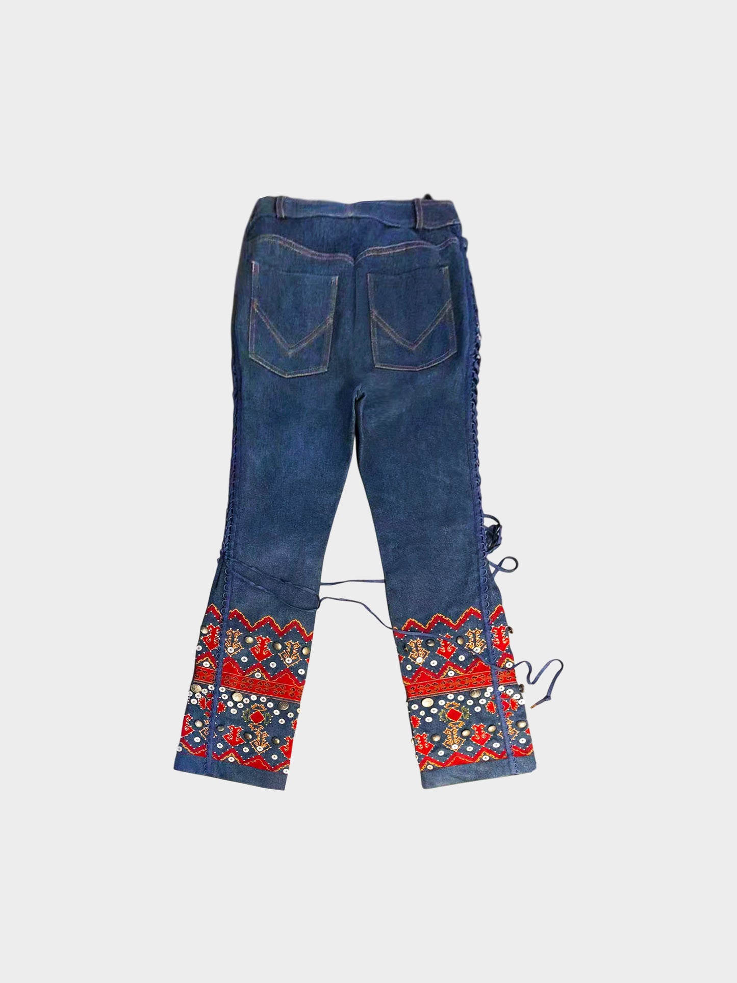 Christian Dior Early 2000s Rare Embroidered and Beaded Denim Pants