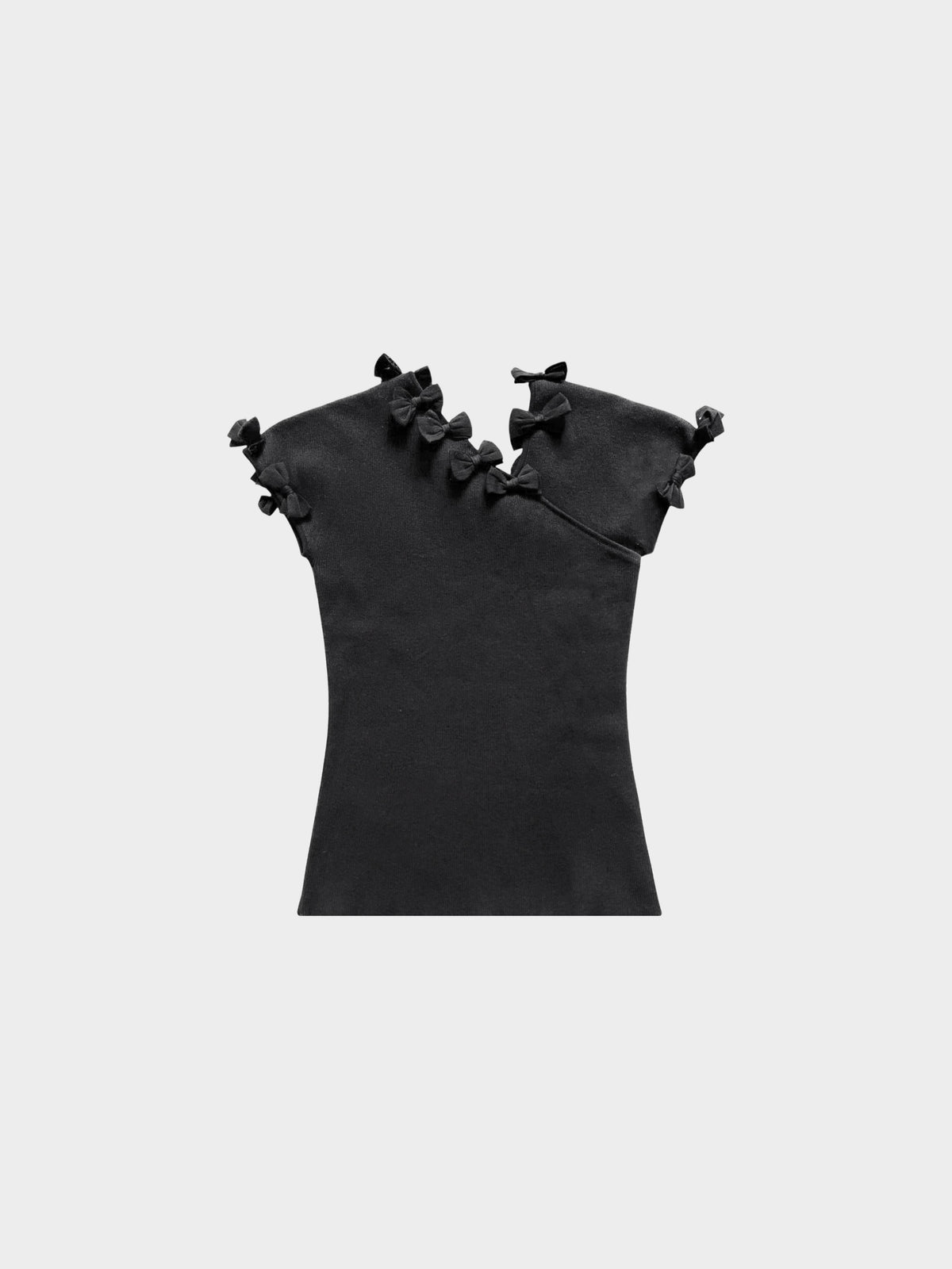 Chanel SS 2009 Black Ribbon Short Sleeve Knit Top