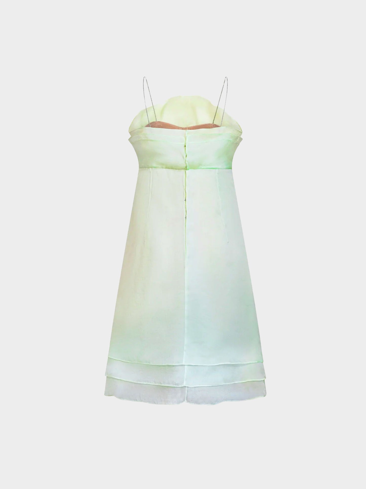 Thierry Mugler 1999 Pale Green Flounce Silk Dress