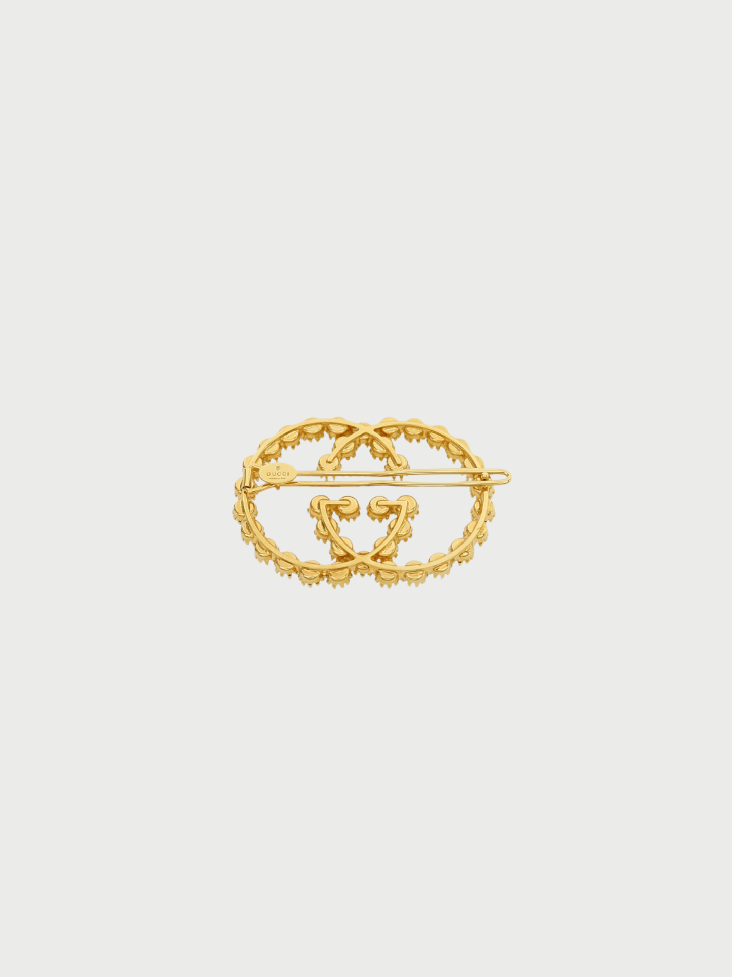 Gucci 2000s Gold Pearl Interlocking Hair Clip