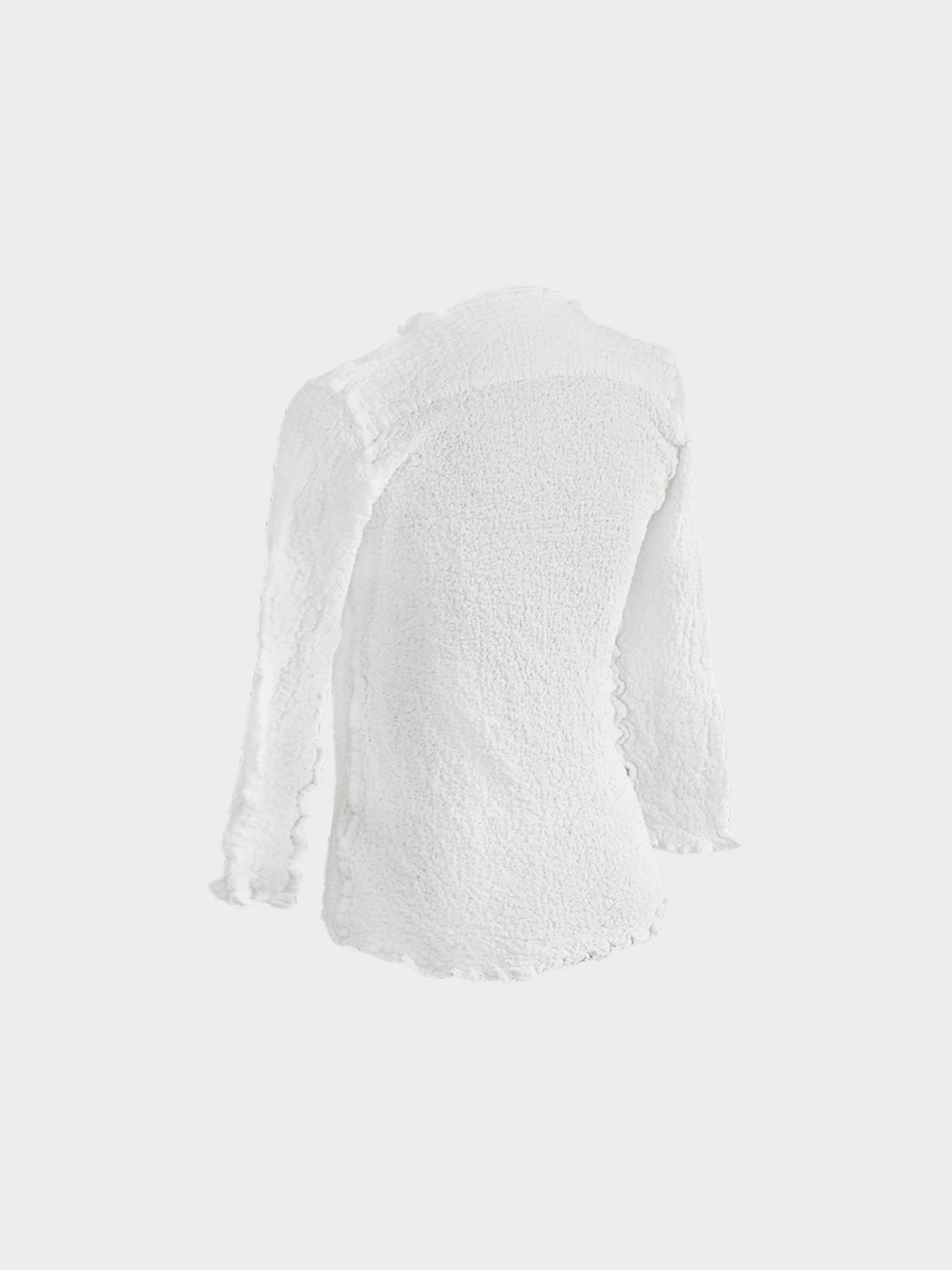 Issey Miyake 2010s Me White Cauliflower Pleated Cardigan