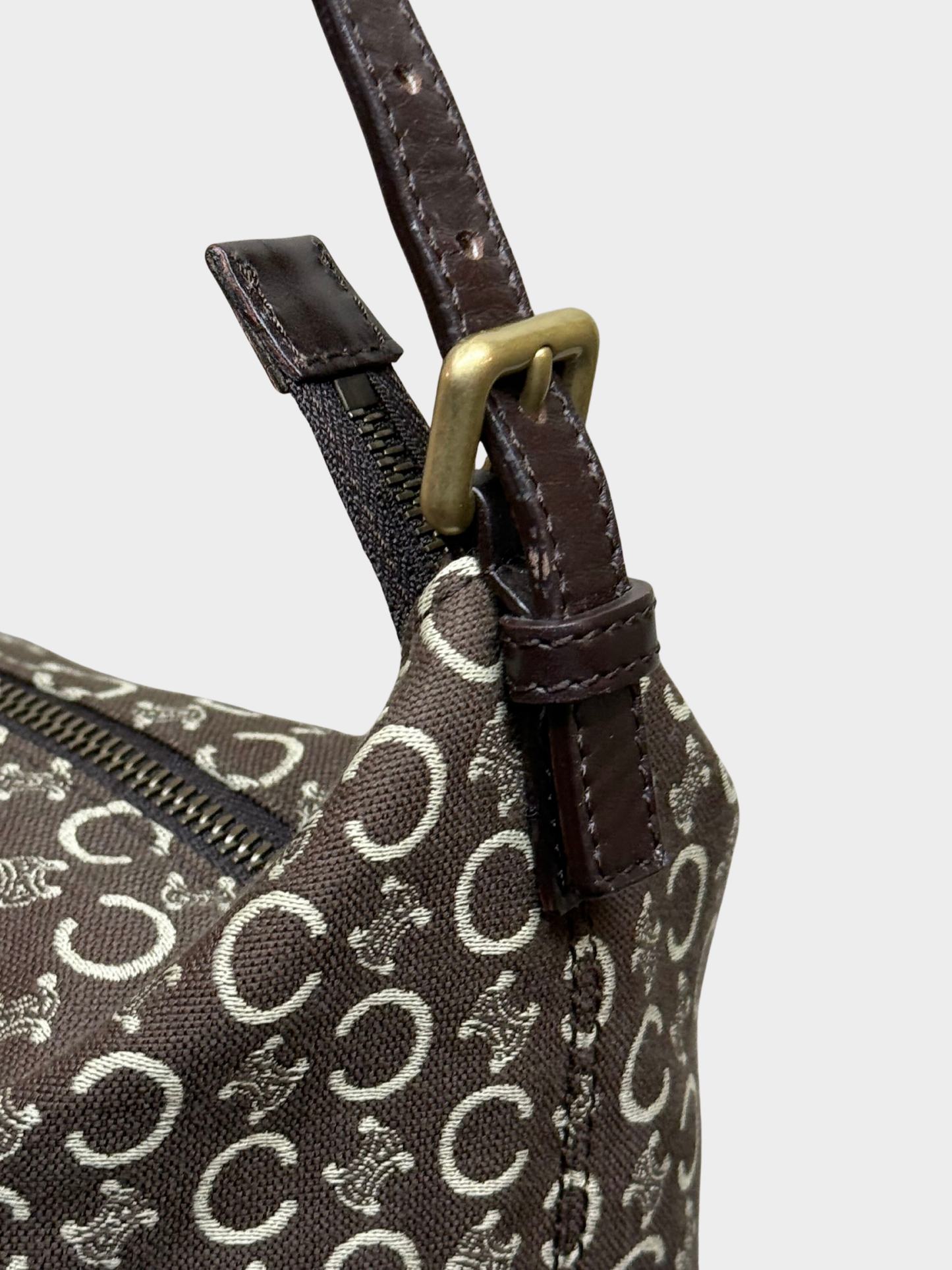 Celine 2000s Dark Brown C Macadam Pochette Shoulder Bag