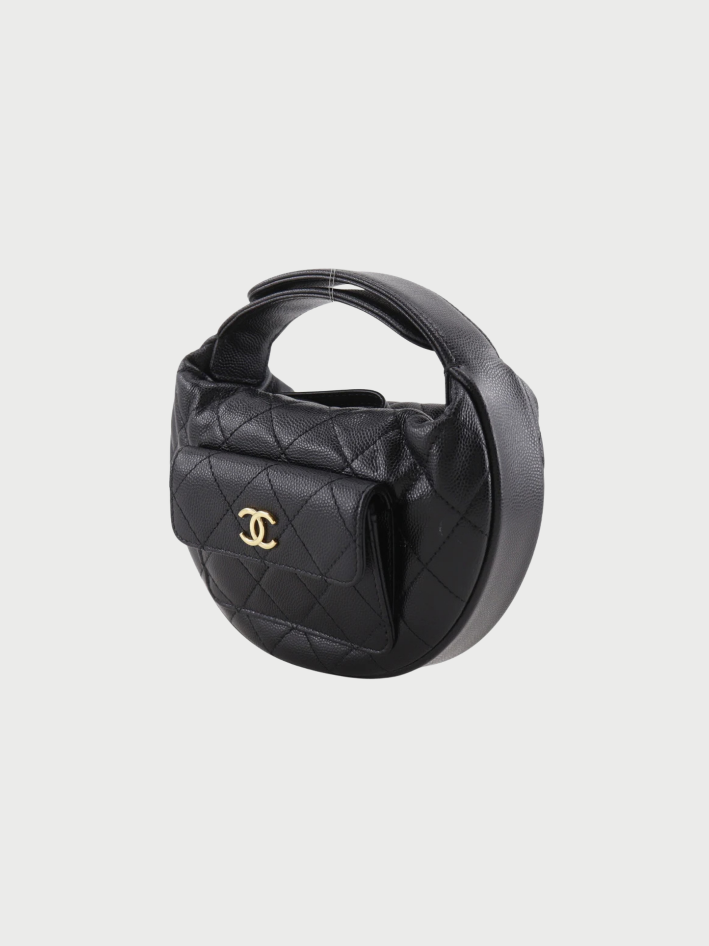 Chanel 2022 Black Caviar Leather Matelassé Mini Bag